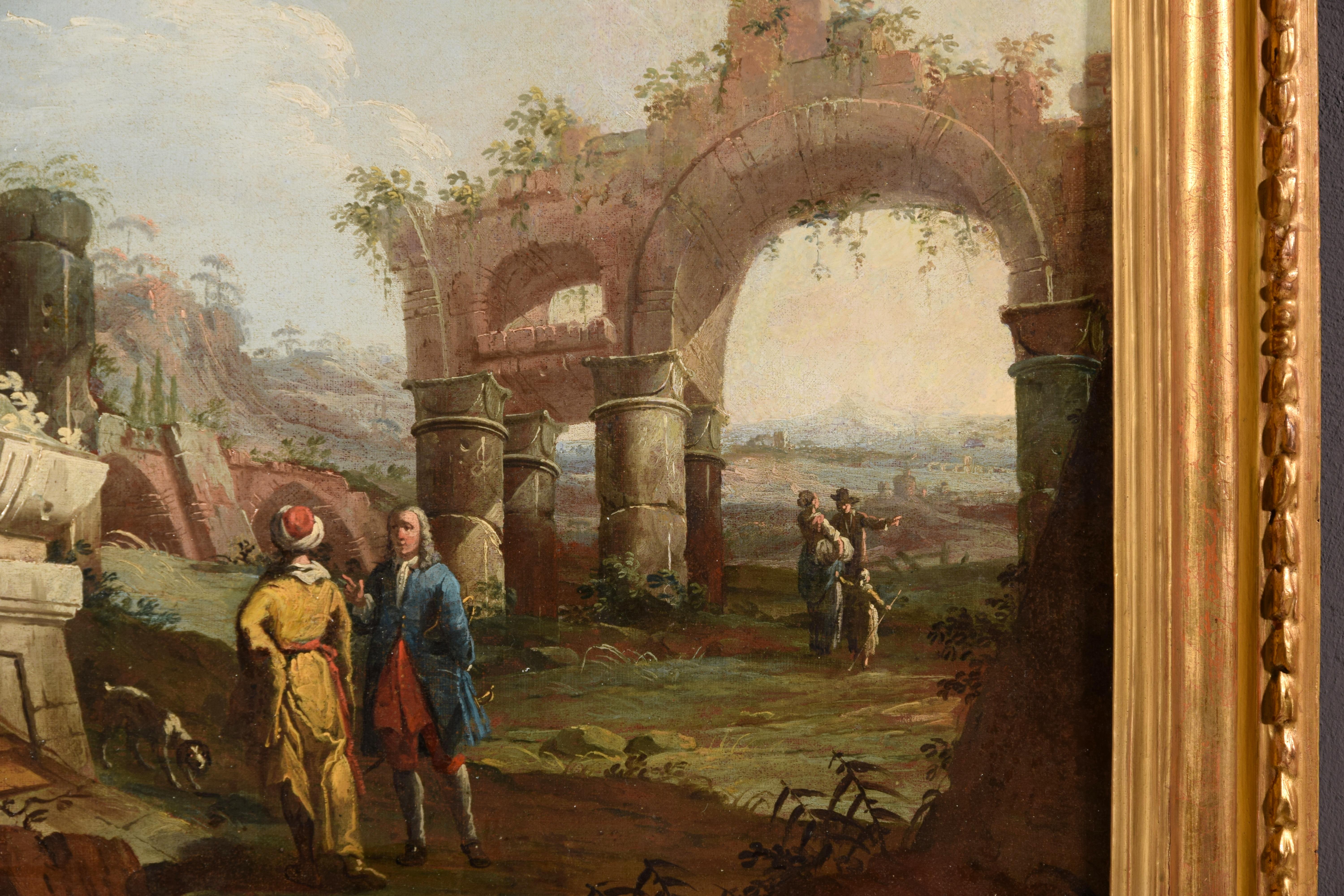 18th Century, Pair of Italian Paintings, Landscapes with Ruins by Gaetano Ottani 3