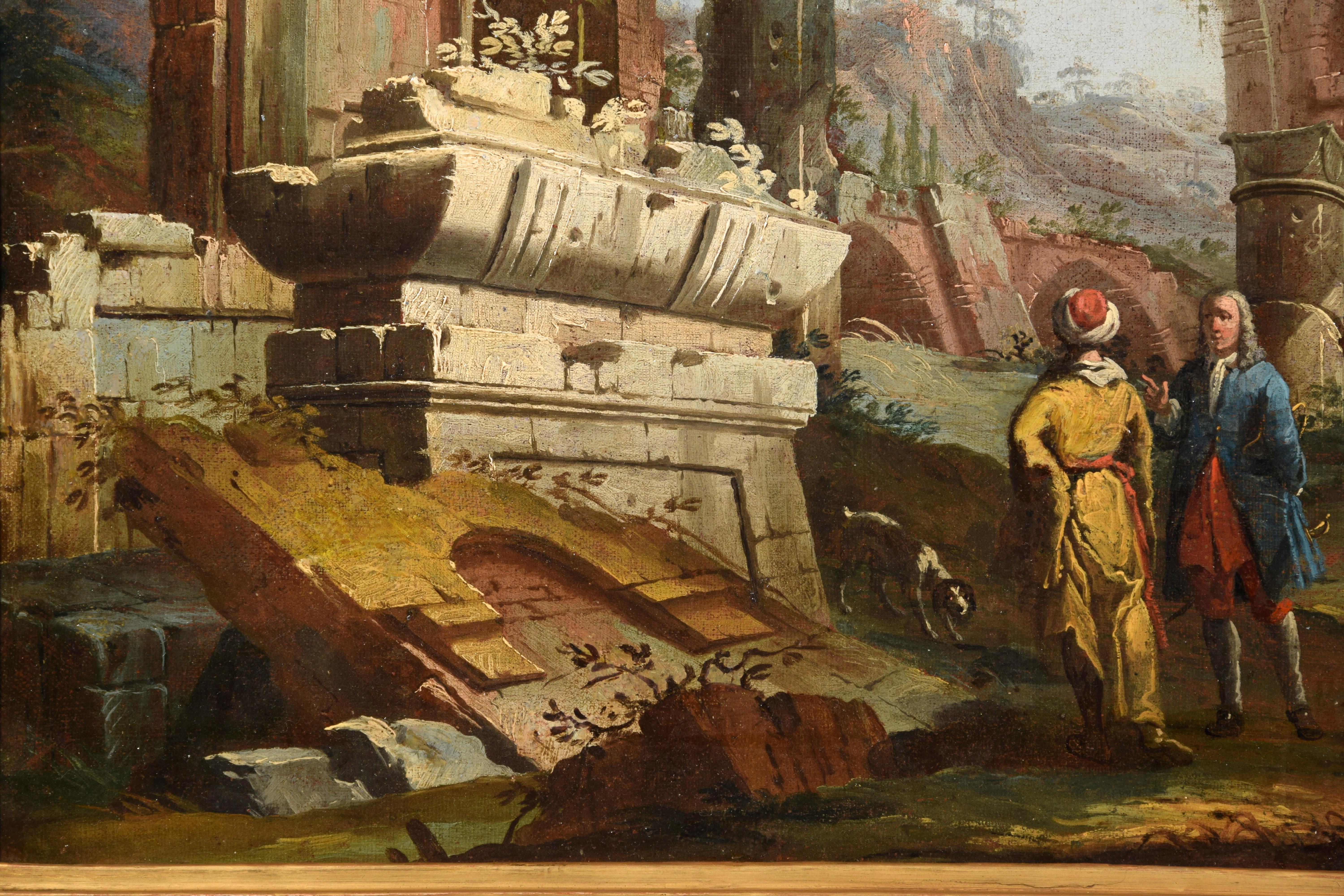 18th Century, Pair of Italian Paintings, Landscapes with Ruins by Gaetano Ottani 4