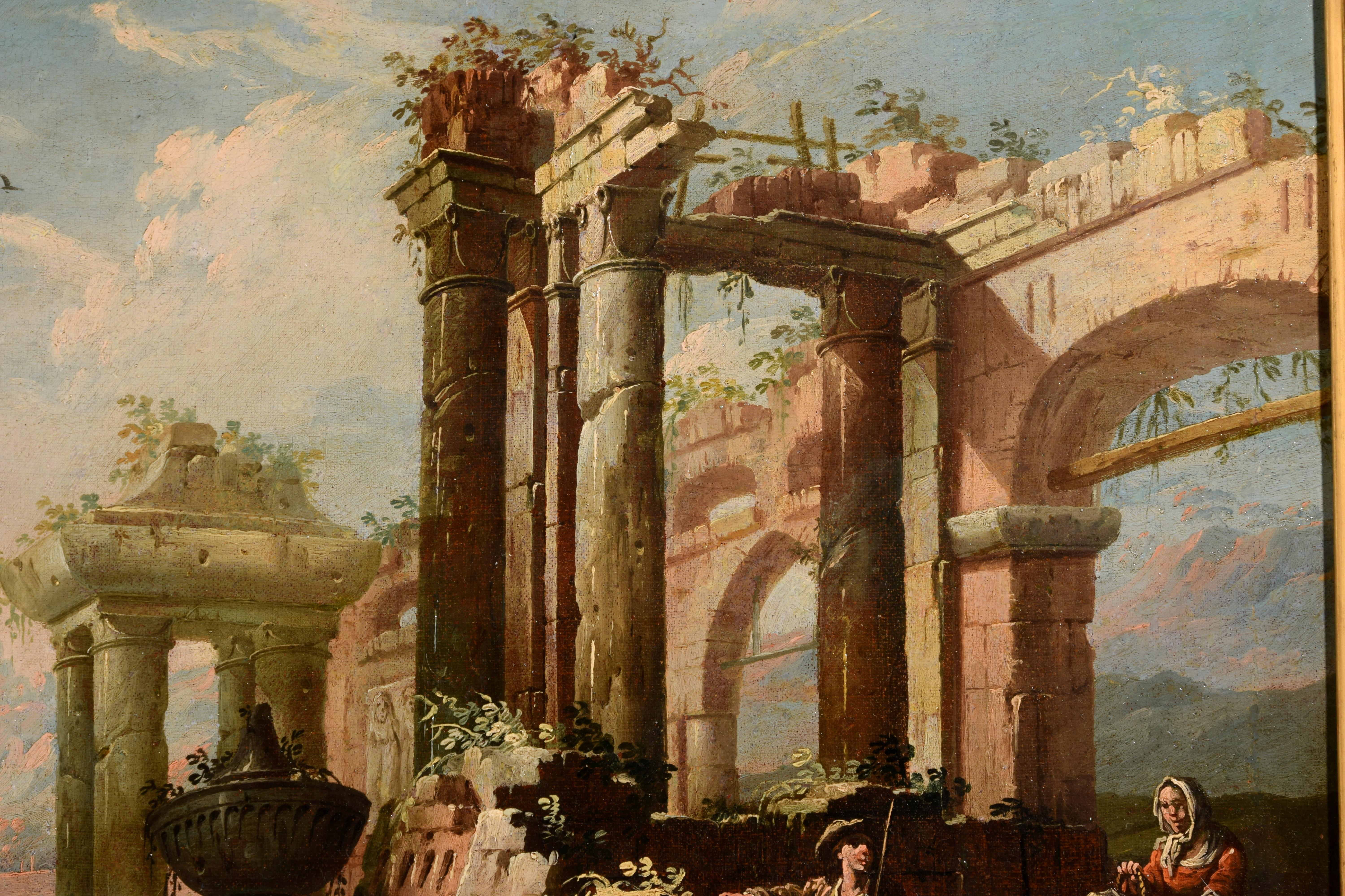 18th Century, Pair of Italian Paintings, Landscapes with Ruins by Gaetano Ottani 5