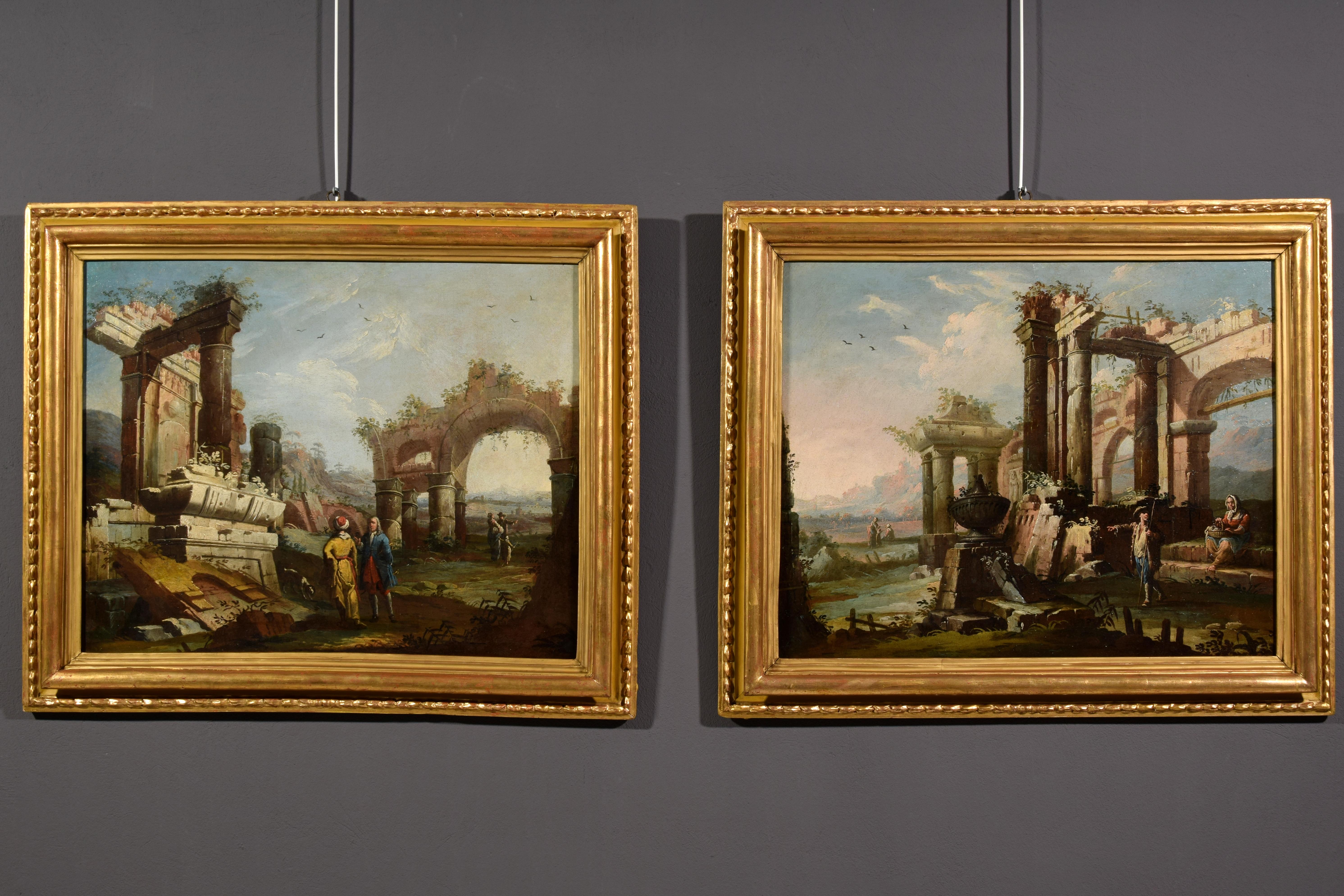 18th Century, Pair of Italian Paintings, Landscapes with Ruins by Gaetano Ottani 6