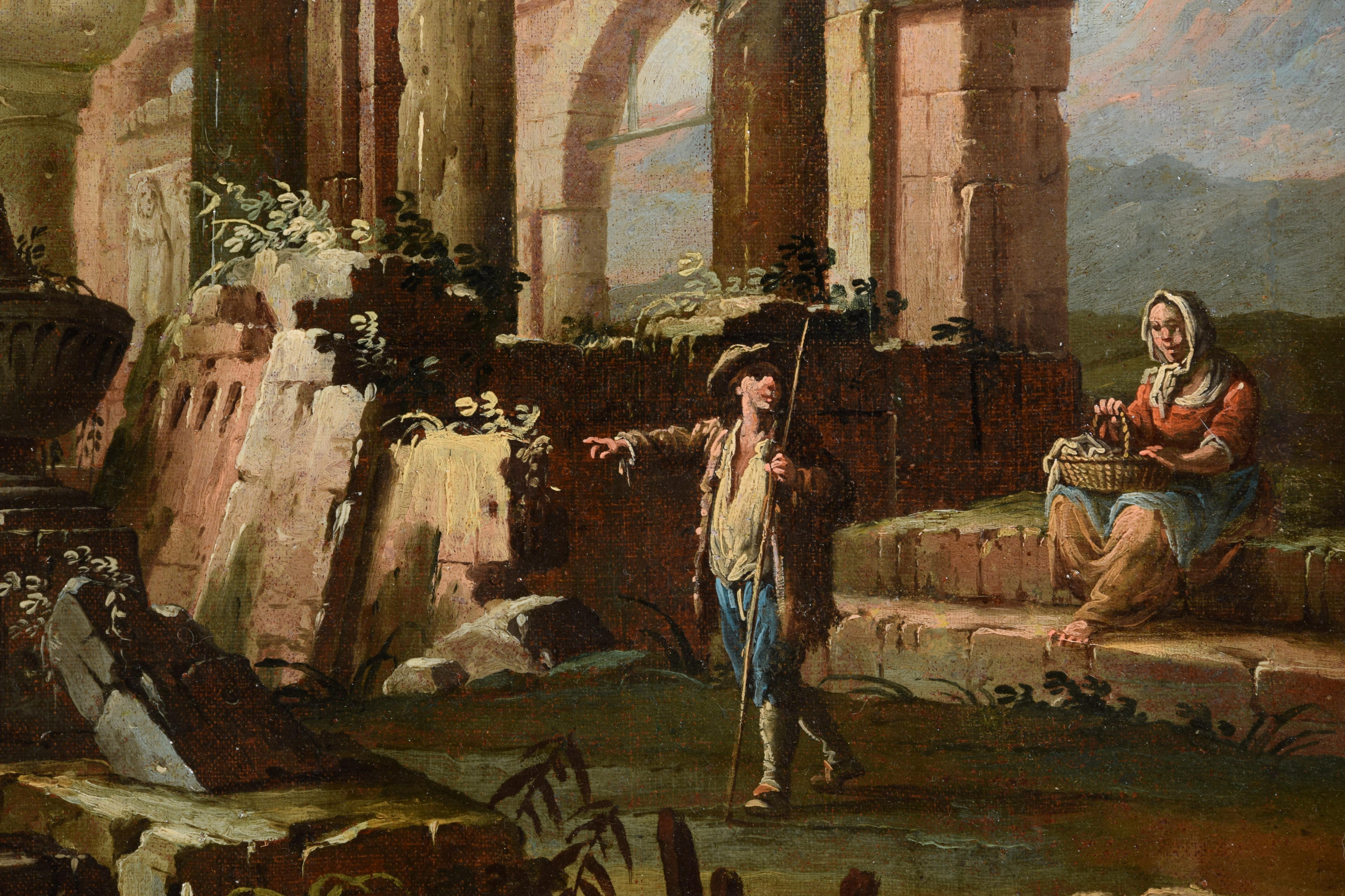 18th Century, Pair of Italian Paintings, Landscapes with Ruins by Gaetano Ottani 7