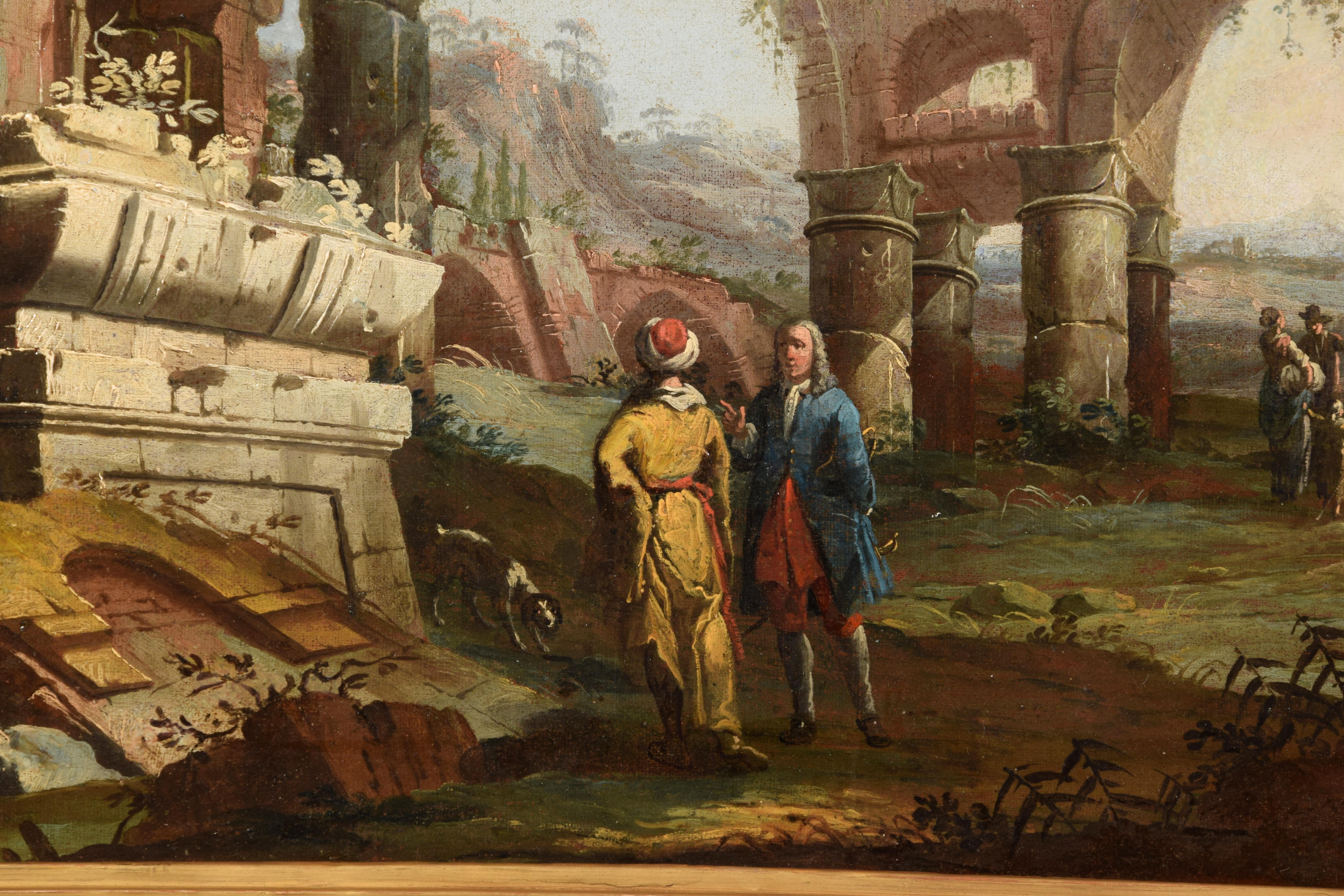 18th Century, Pair of Italian Paintings, Landscapes with Ruins by Gaetano Ottani 9