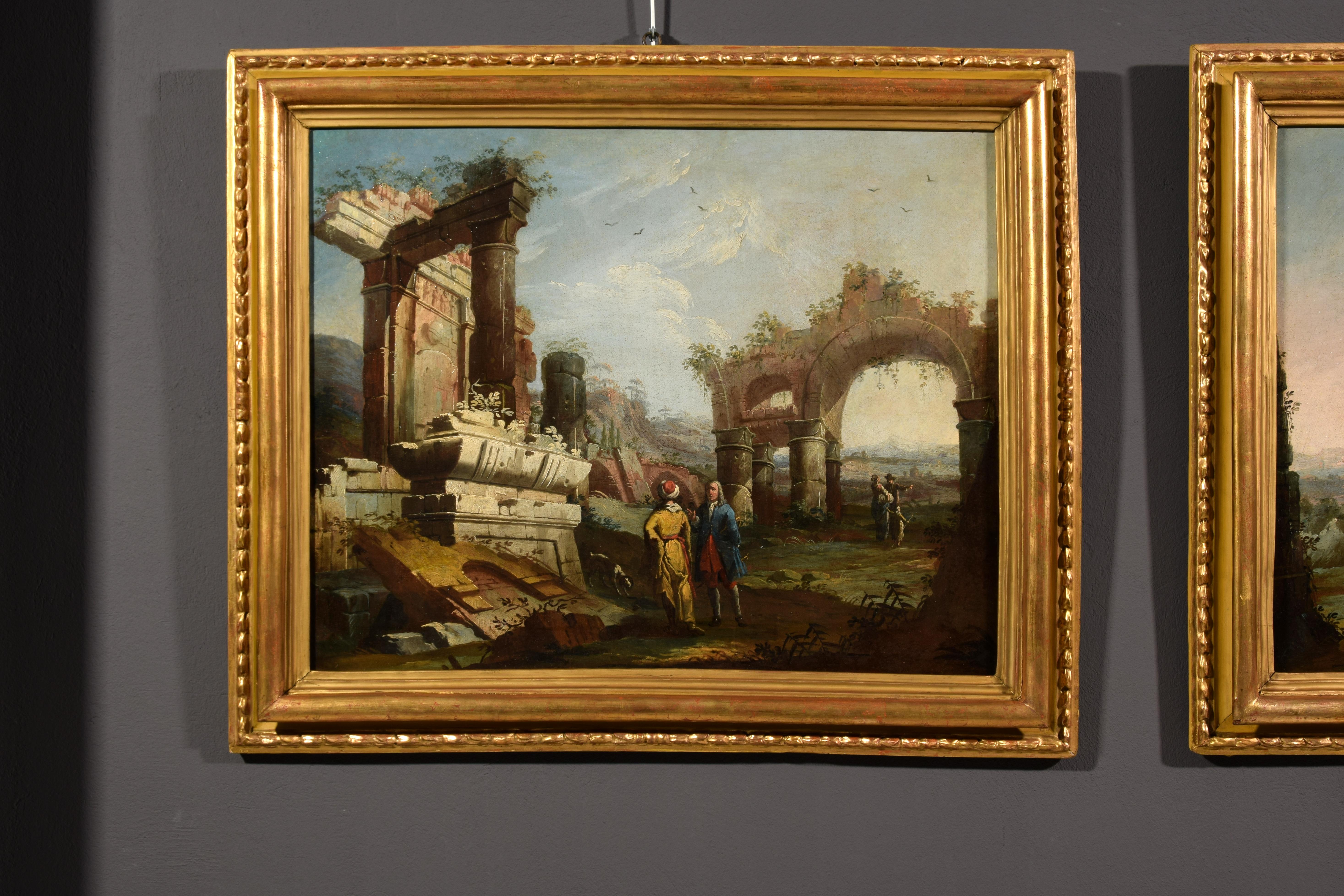 18th Century, Pair of Italian Paintings, Landscapes with Ruins by Gaetano Ottani 10