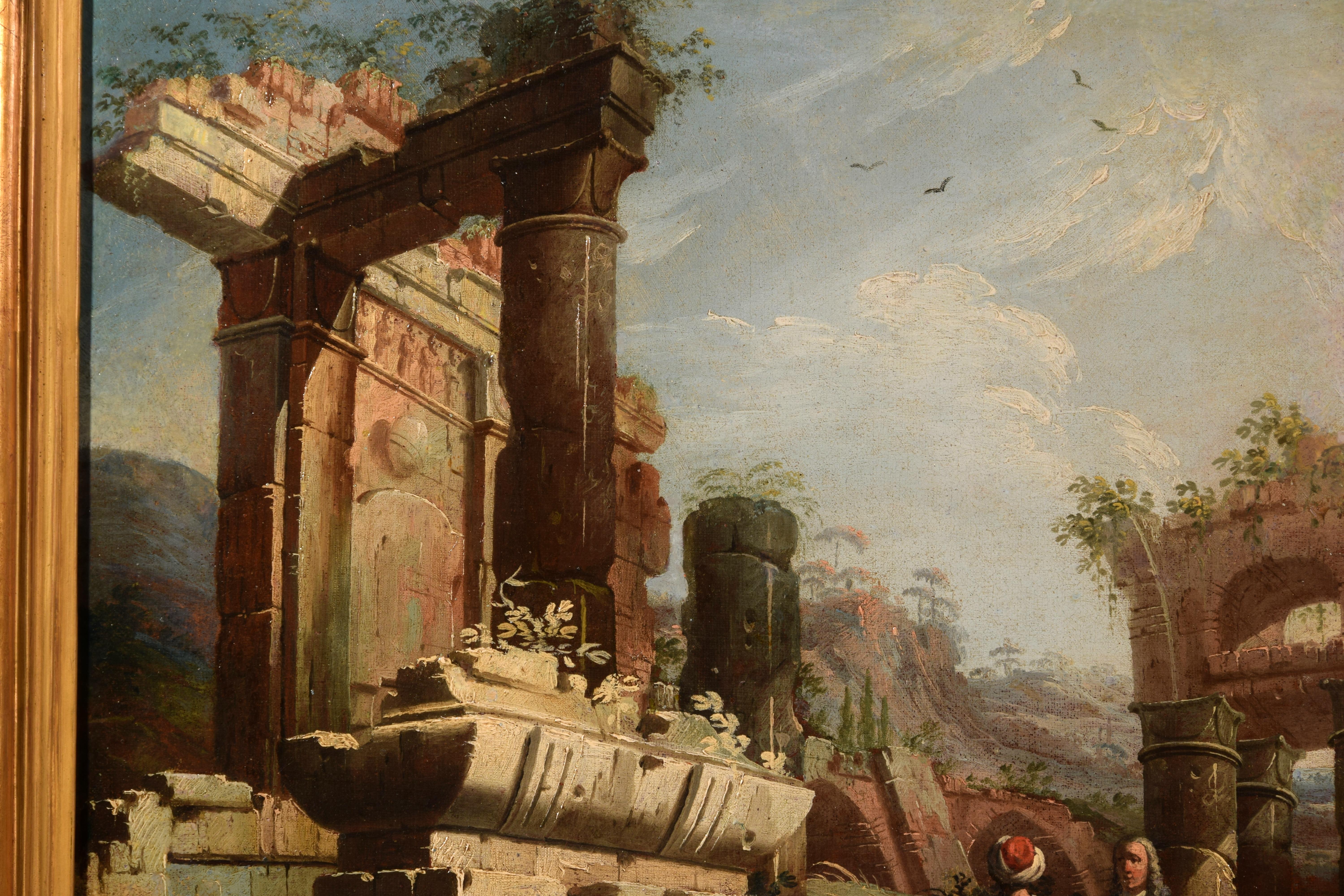 18th Century, Pair of Italian Paintings, Landscapes with Ruins by Gaetano Ottani 11