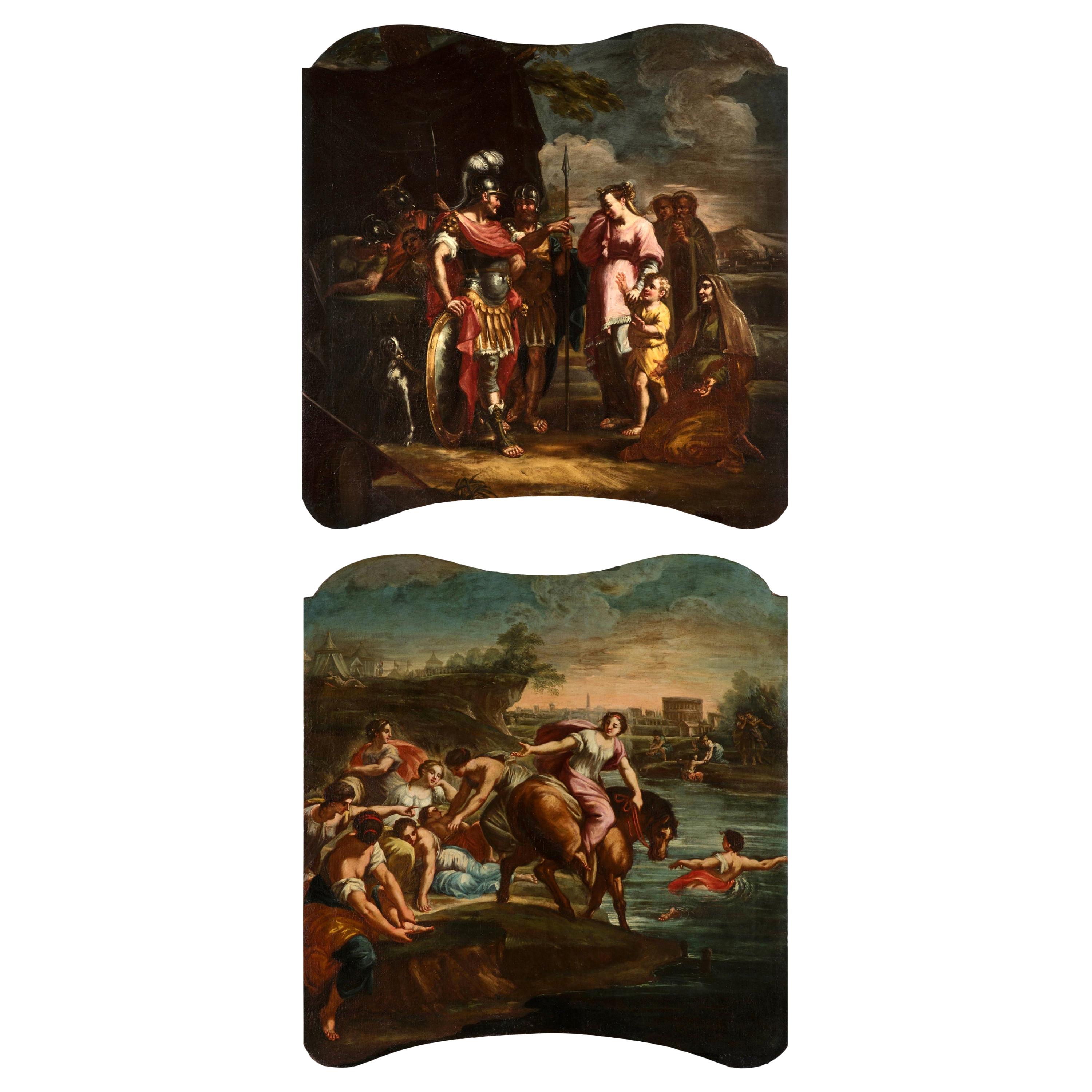 18th Century, Pair of Italian Paintings with Stories of Rome by Felice Cervetti