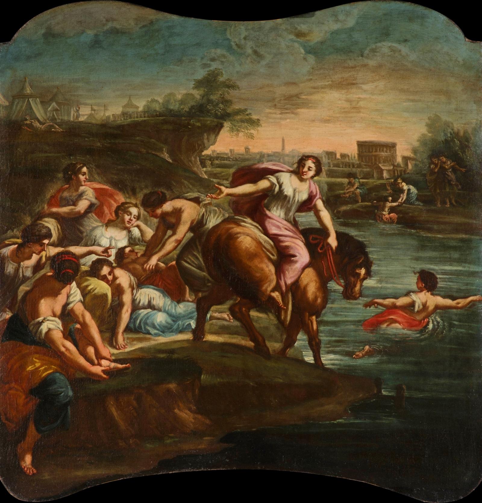 Hand-Painted 18th Century, Pair of Italian Paintings with Stories of Rome