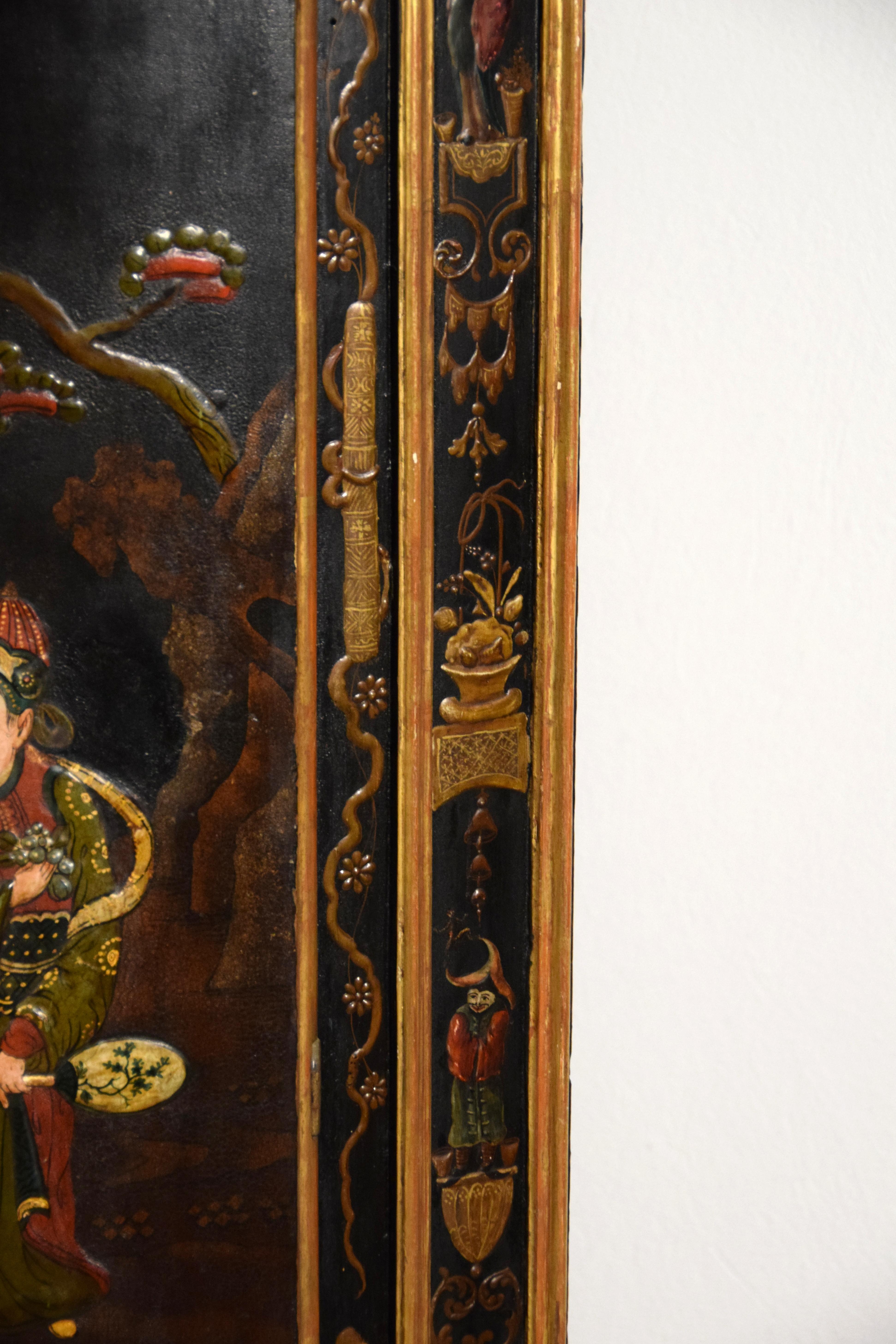 Paire d'armoires d'angle italiennes Rococo Chinoiserie en bois laqué du 18ème siècle  en vente 10