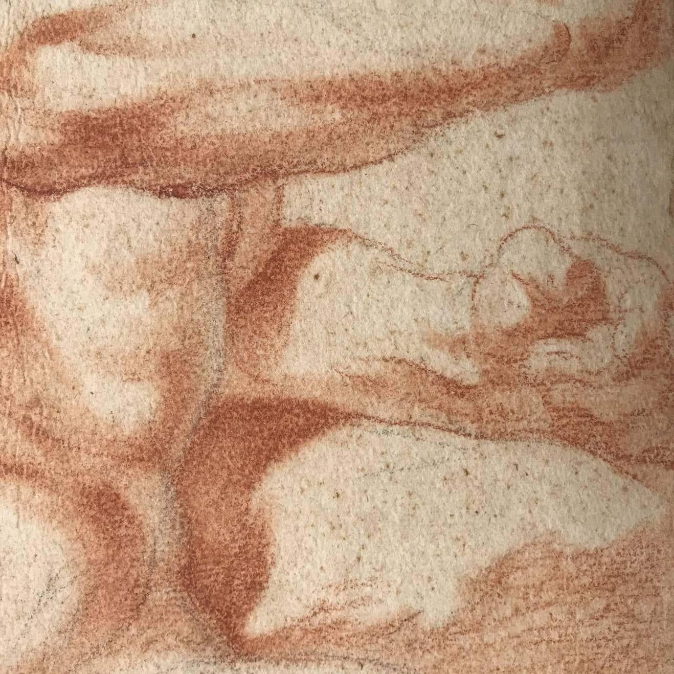 18th Century Pair of Italian Nude Men Drawings after Procaccini  For Sale 6