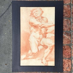 Pair of Italian Drawings after Procaccini Academic Studies of Nude Male 1780s