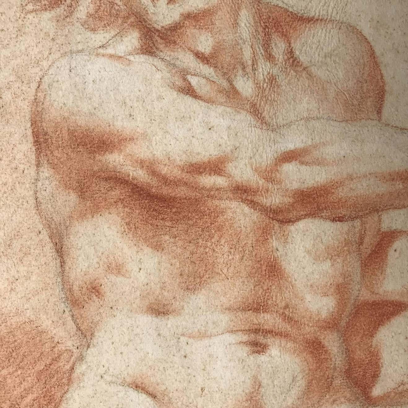 Pair of Italian Drawings after Procaccini  Academic Studies of Nude Male 1780s In Good Condition For Sale In Milan, IT
