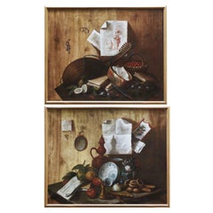 Paar italienische Stillleben des 18. Jahrhunderts, Trompe L'Oeil Vision Jokes nach Munari