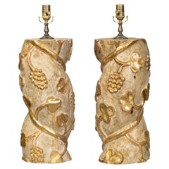 18th Century Pair of Italian Twisted Column Fragments Mounted as Table Lamps
