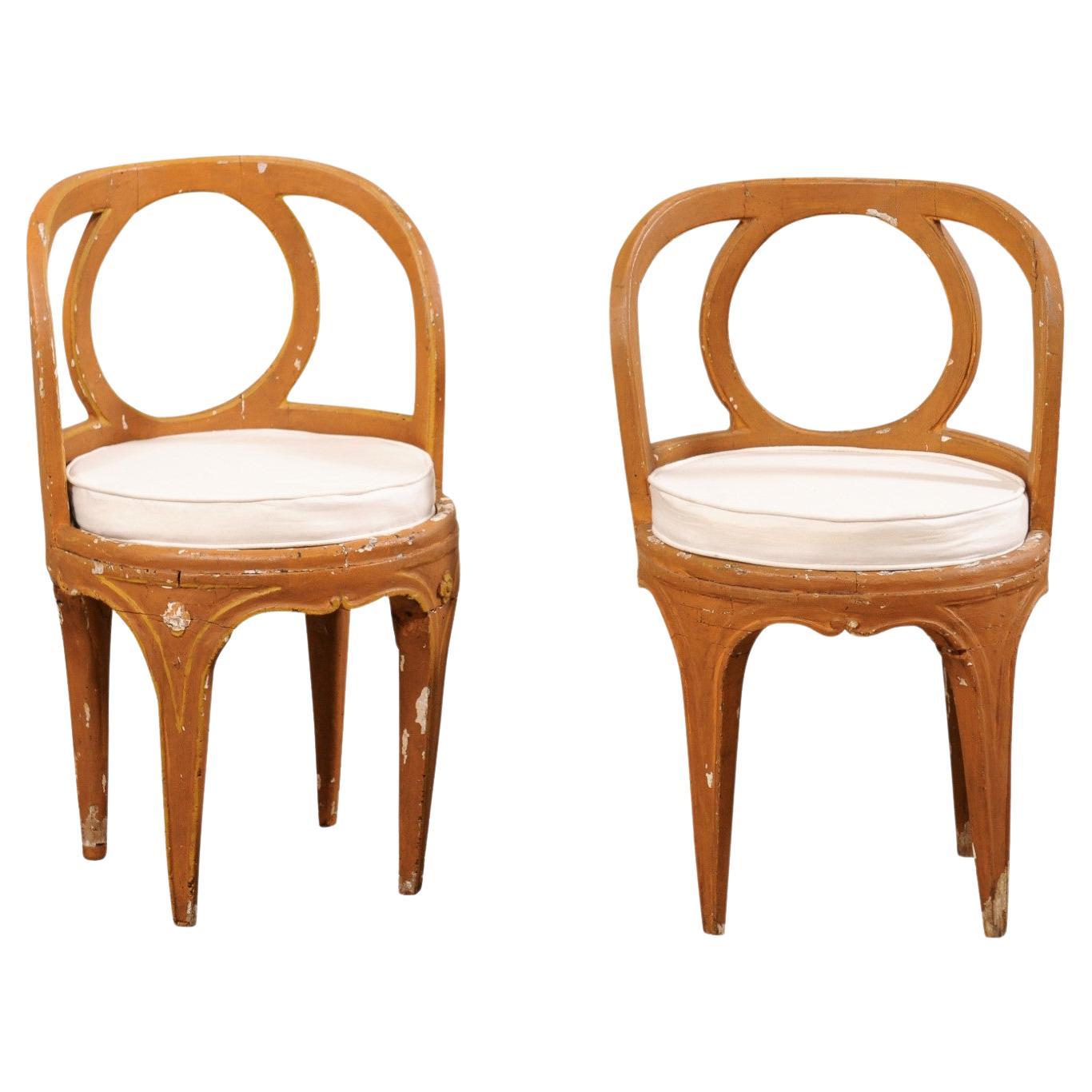 Paar italienische venezianische Stühle aus dem 18. Jahrhundert mit neuen, abnehmbaren Sitzkissen