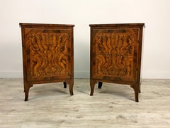 18th Century, Pair of Italian Walnut Wood Bedside Tables