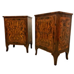 18th Century, Pair of Italian Walnut Wood Bedside Tables