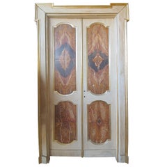 Used 18th Century Pair of Large Doors Wood with Sicilian Jasper Marble