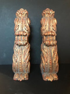 18th Century Pair of Large Giltwood Baroque Spanish Corbels