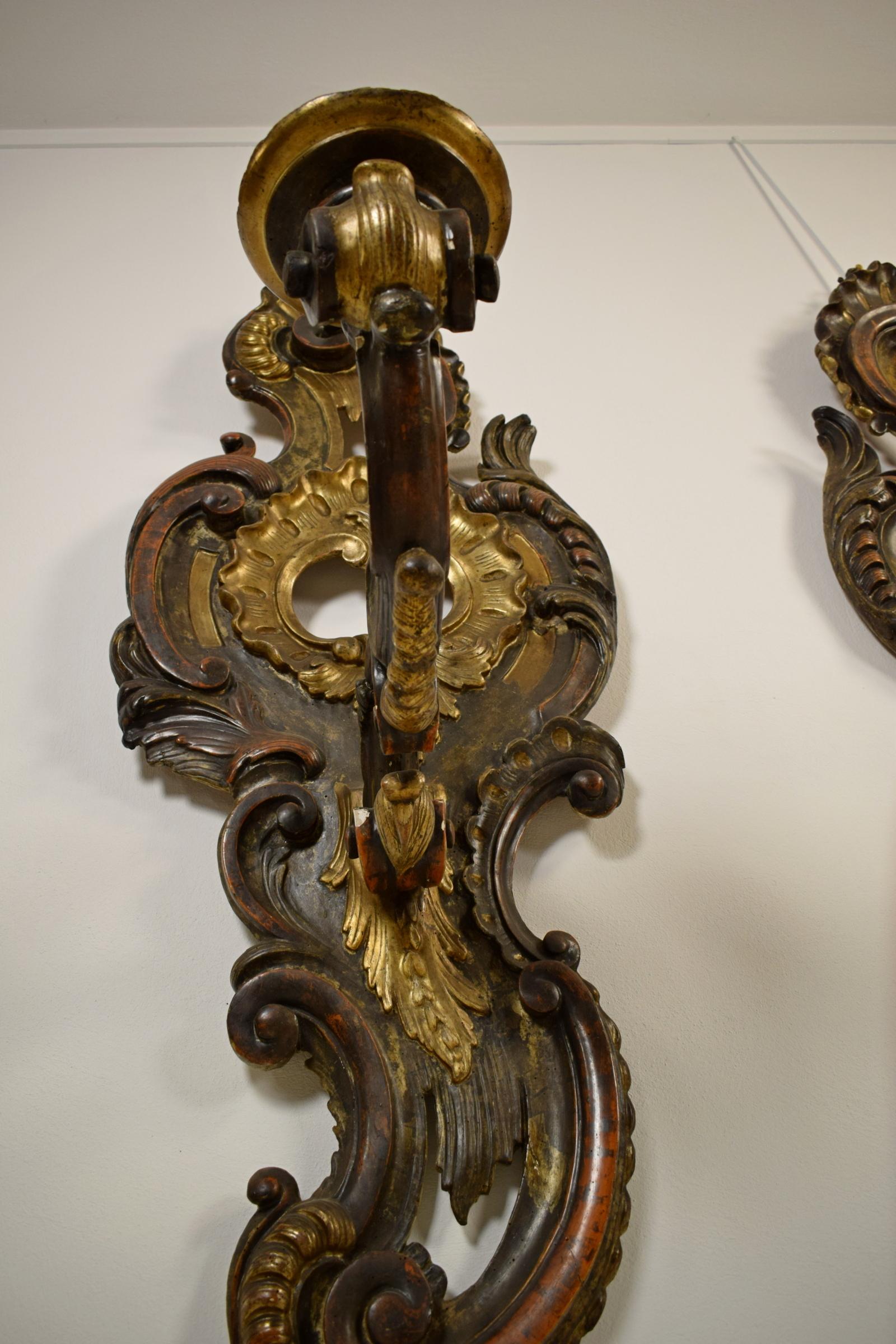 18th Century, Pair of Large Italian Carved and Gilded Wood Applique 6