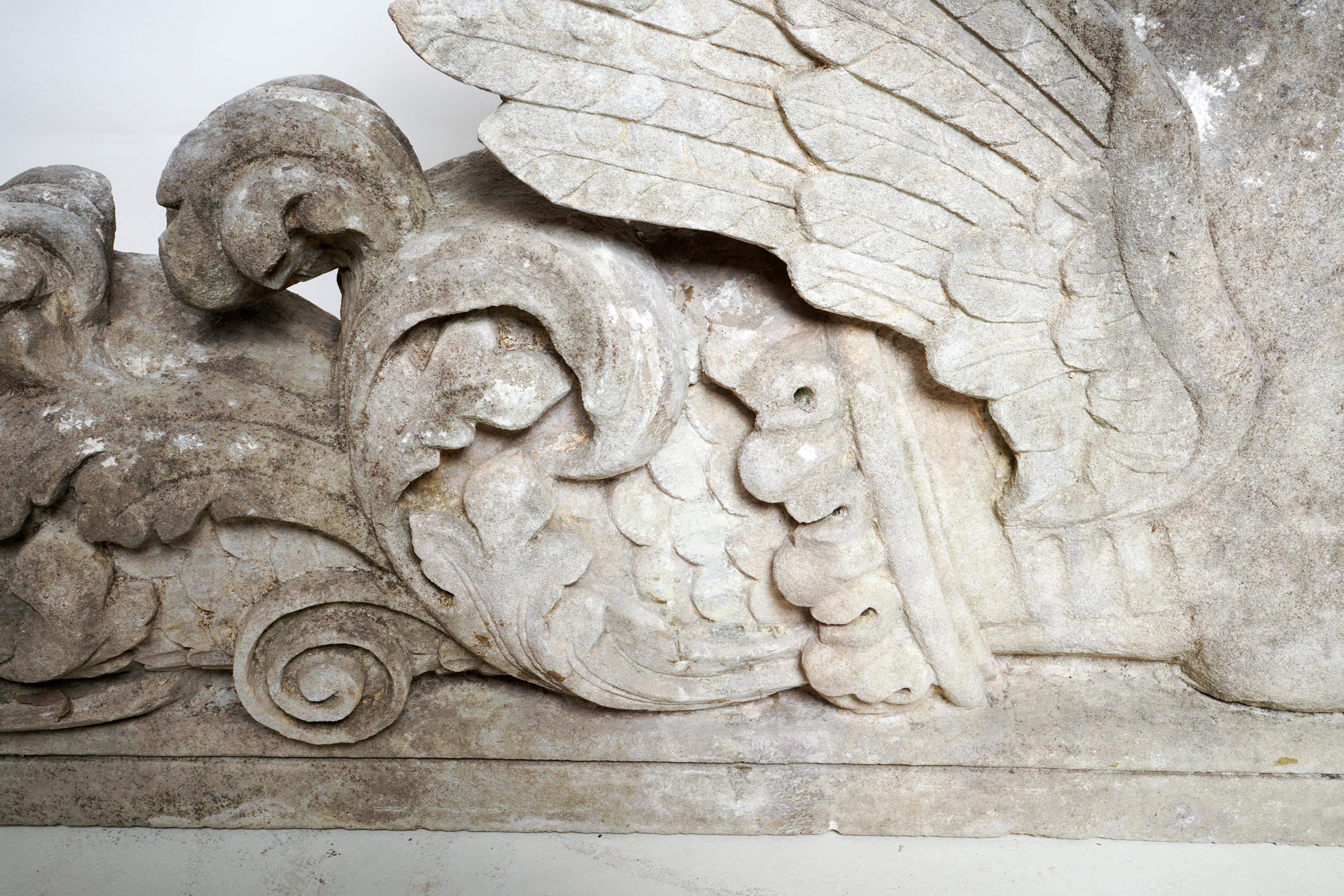 18th Century Pair of Limestone Winged Horses 9