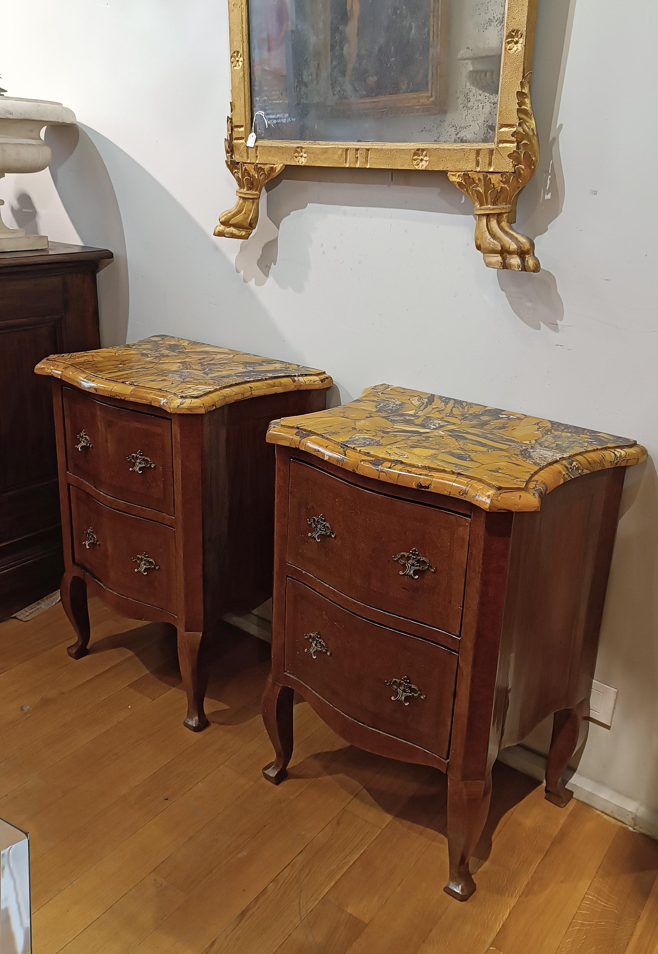 Hand-Carved 18th CENTURY PAIR OF LOUIS XV BEDSIDE TABLES For Sale