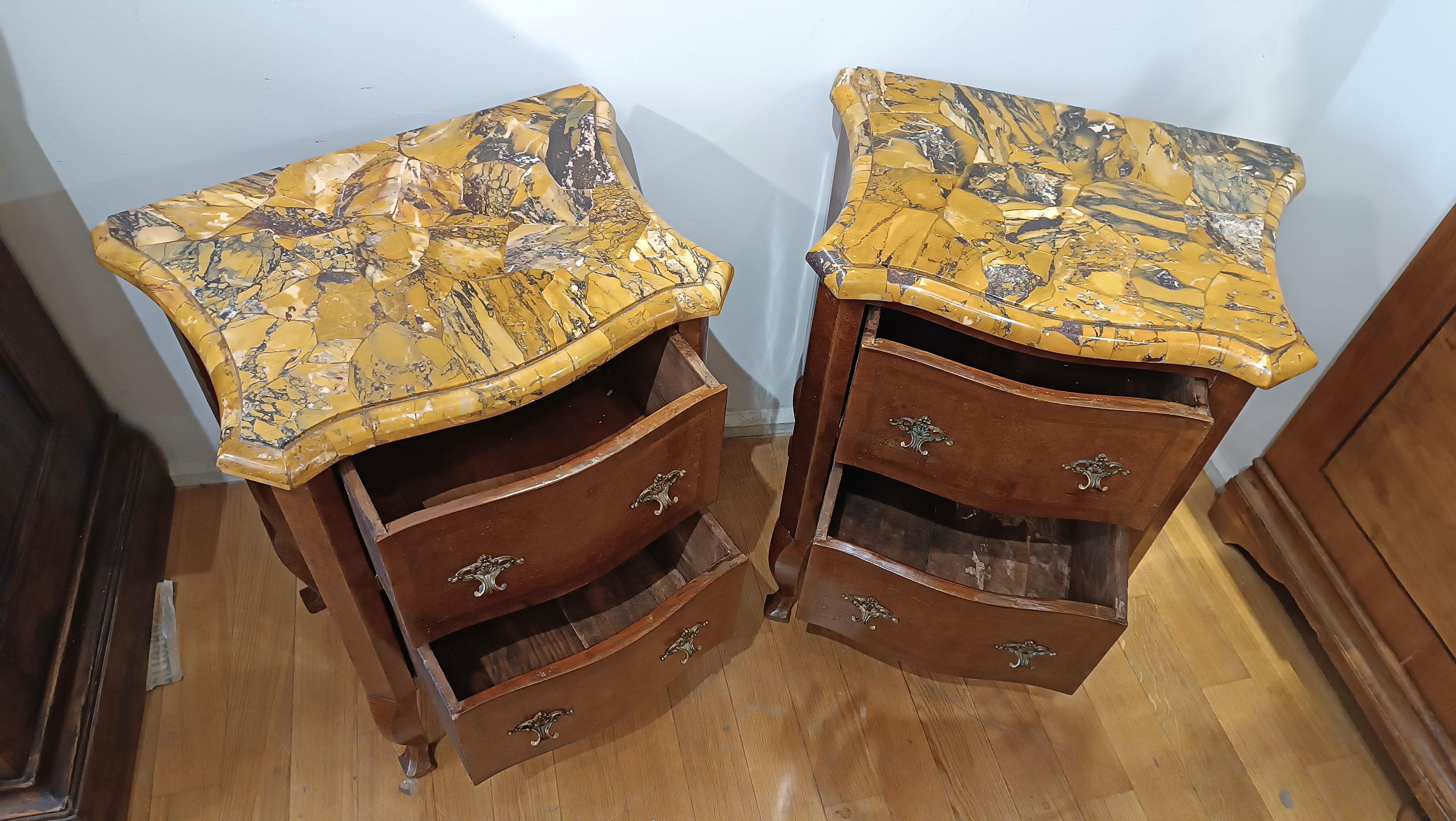 Siena Marble 18th CENTURY PAIR OF LOUIS XV BEDSIDE TABLES For Sale