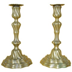 18th Century Pair of Louis XV Bronze Candlesticks