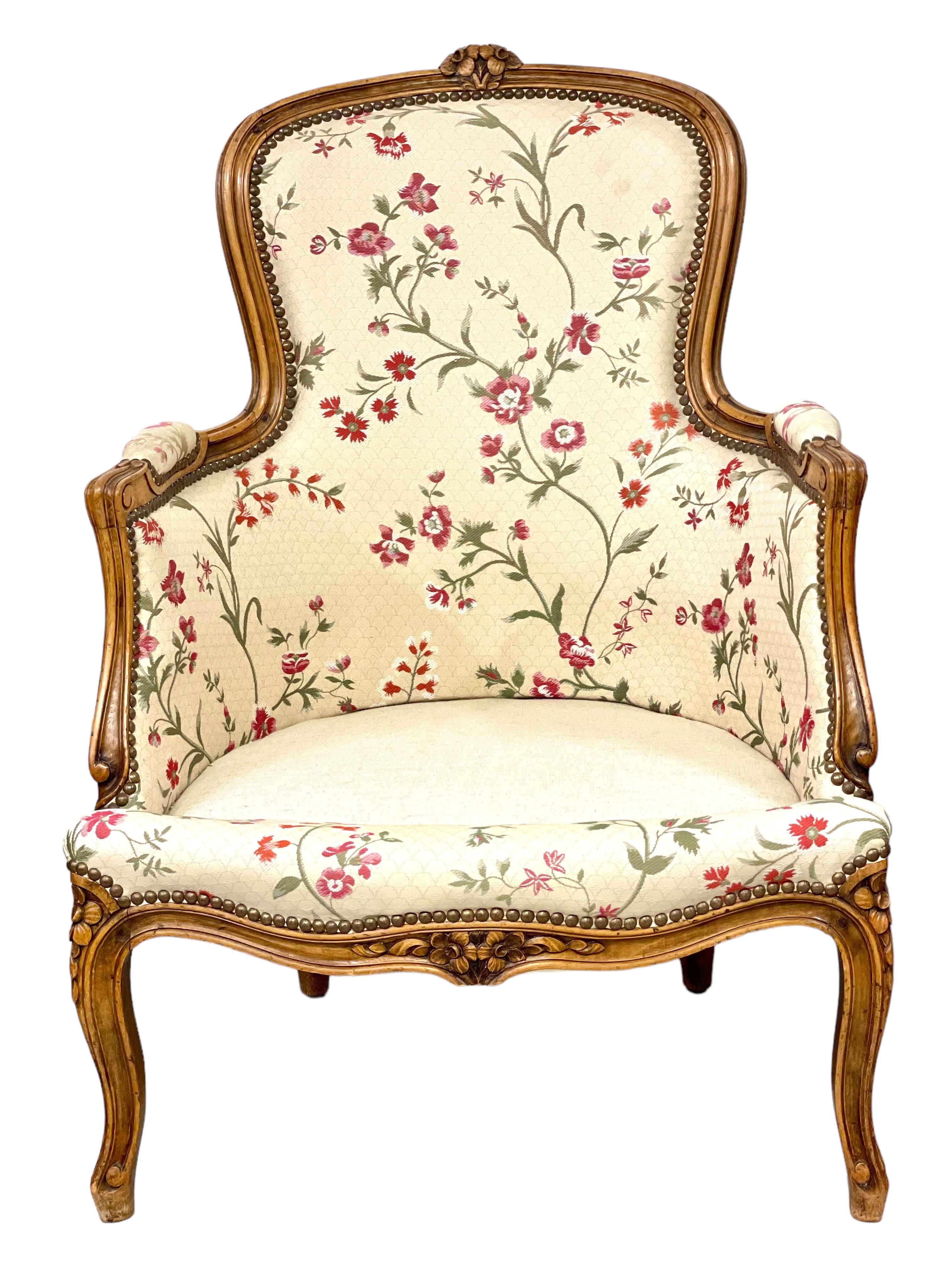 Paire de chaises Bergère d'époque Louis XV du XVIIIe siècle en vente 3