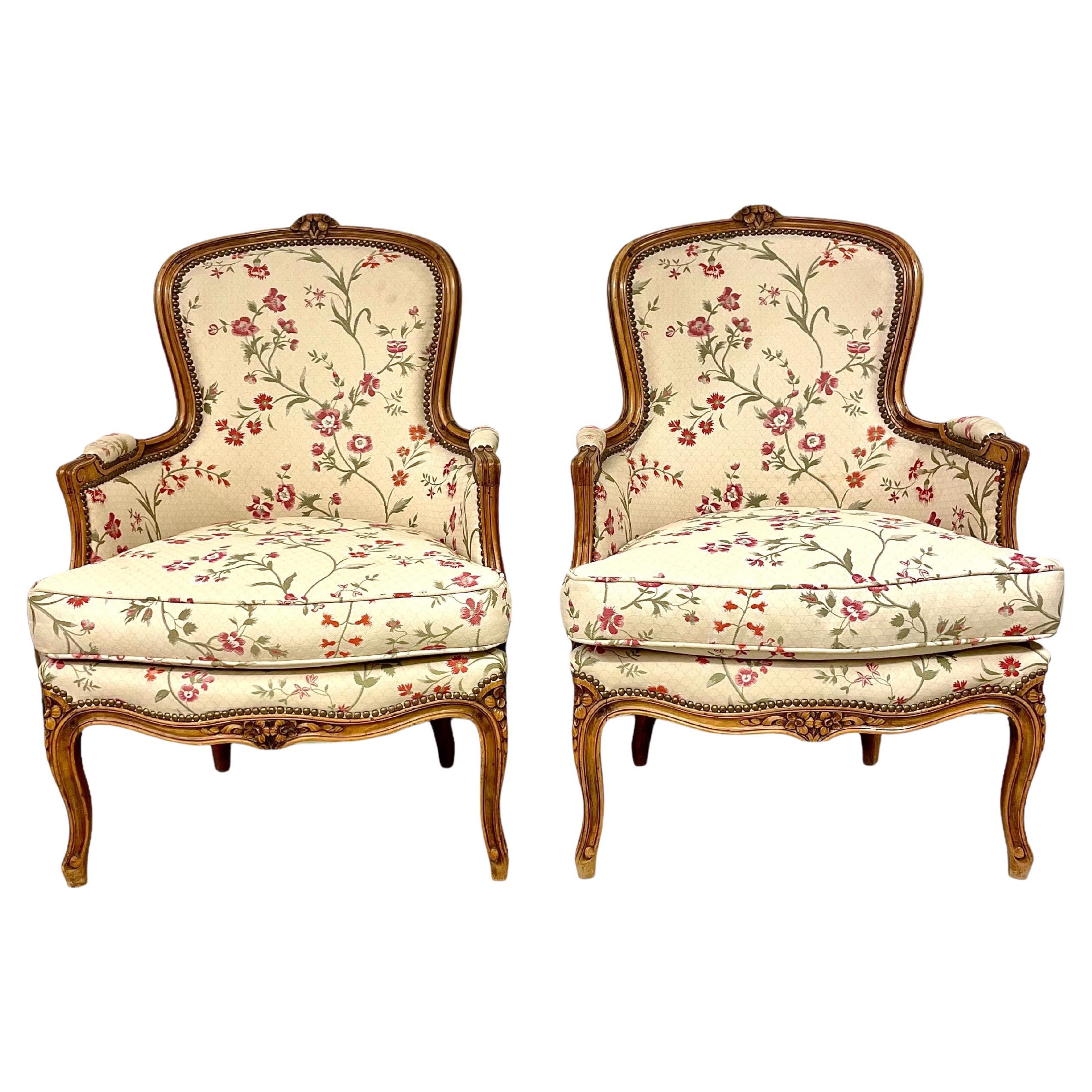 18th Century Pair of Louis XV Period Bergère Chairs