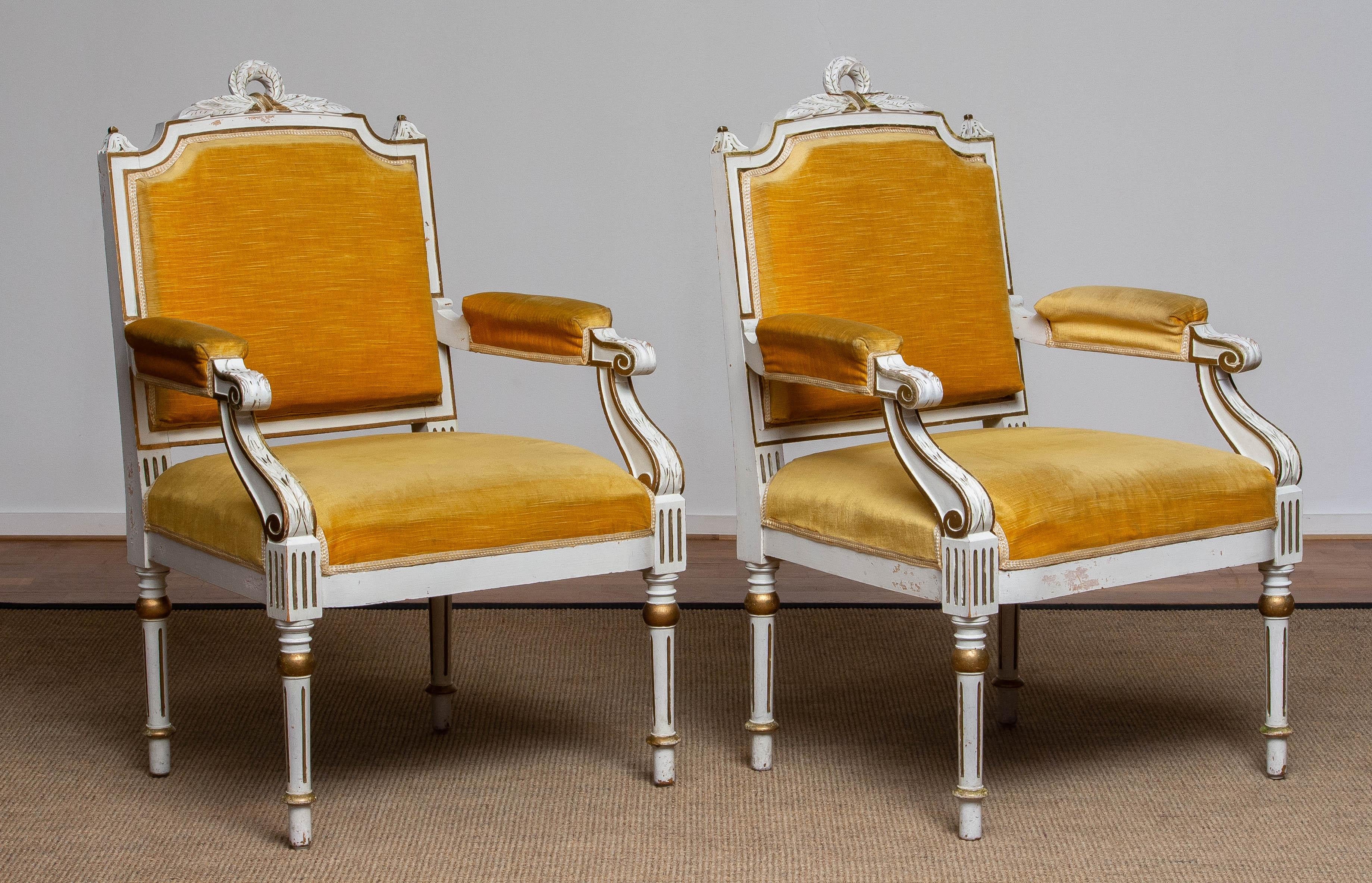 Pareja de sillones Luis XVI del siglo XVIII , Suecia Sueco en venta