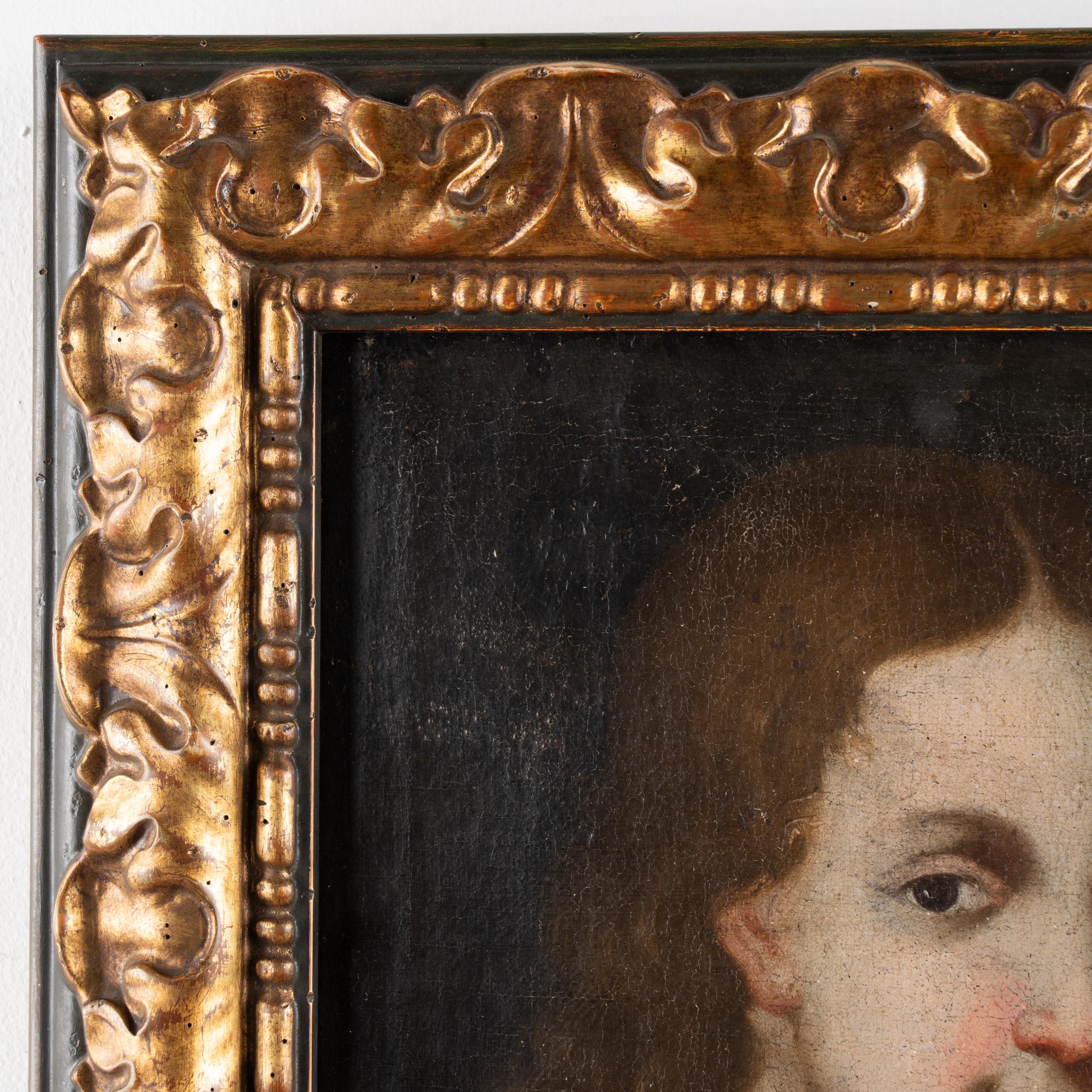 Italian 18th Century Pair of Original Oil on Canvas Portraits of Young Woman & Man Italy For Sale