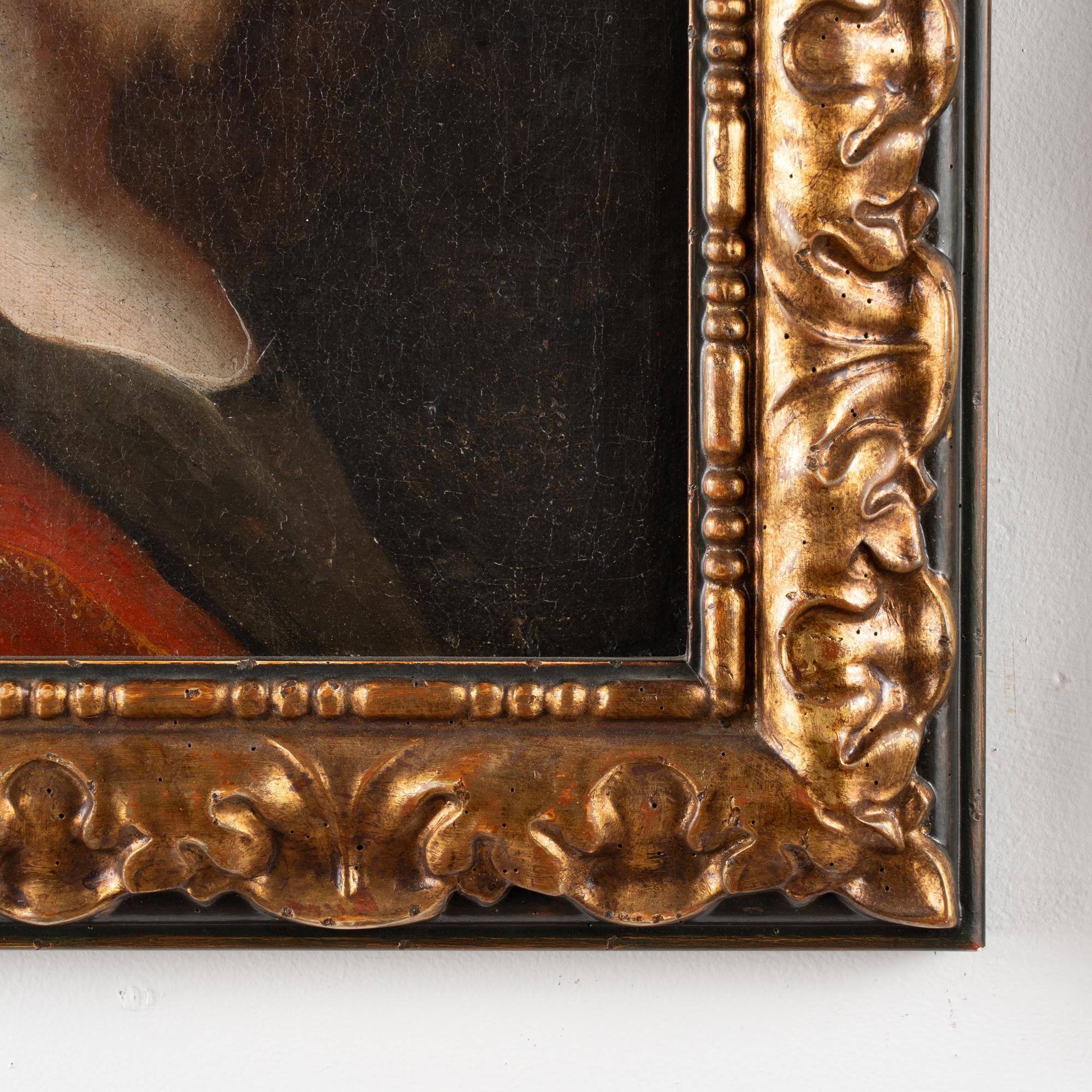 18th Century Pair of Original Oil on Canvas Portraits of Young Woman & Man Italy For Sale 3