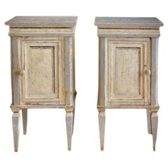 Antique 18th Century Pair of Painted Bedside Table