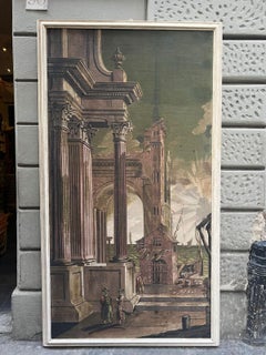 18th century pair of paintings depicting architectural whims