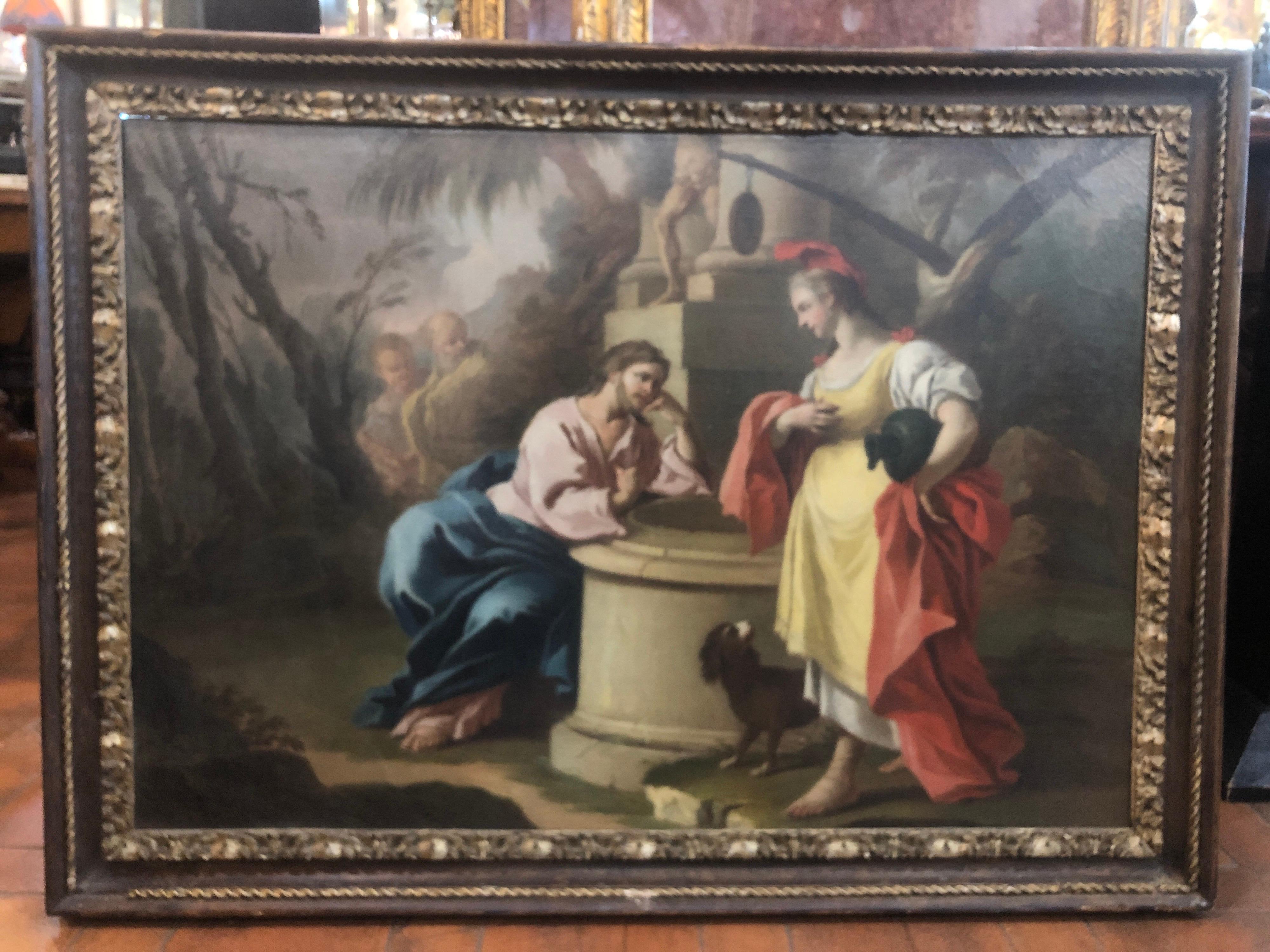 Pietro Bardellino (Naples, 1728-Naples, 1806) was an Italian painter.
Pair of works: Christ and the adulteress / Christ and the woman of Samaria.
Oil on canvas. Measures: Each 67 x 95.5 cm, frame 109 x 80 cm
Expertise: Giancarlo Sestieri,