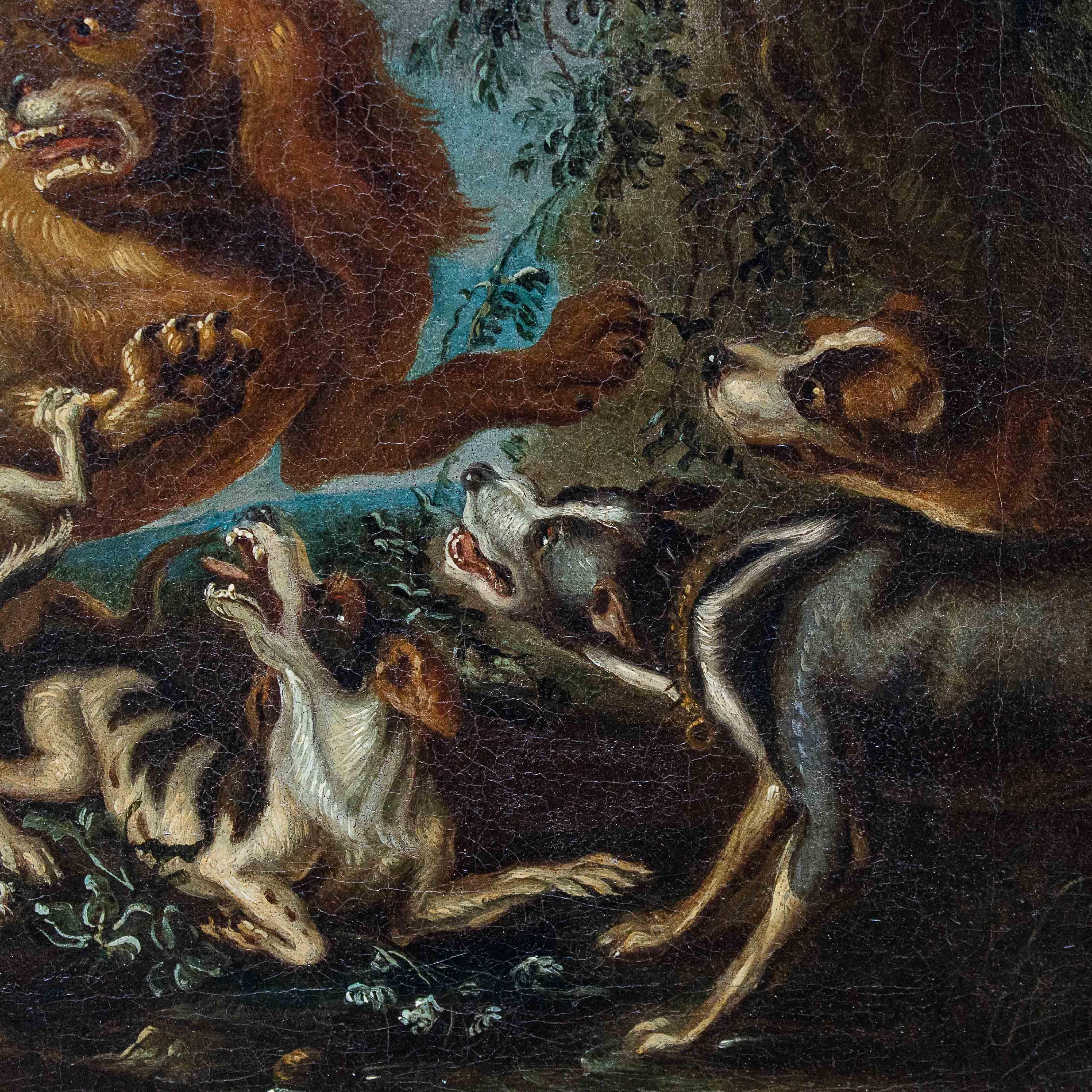 18th Century Pair of Paintings with Animals Oil on Canvas by Crivellone 4