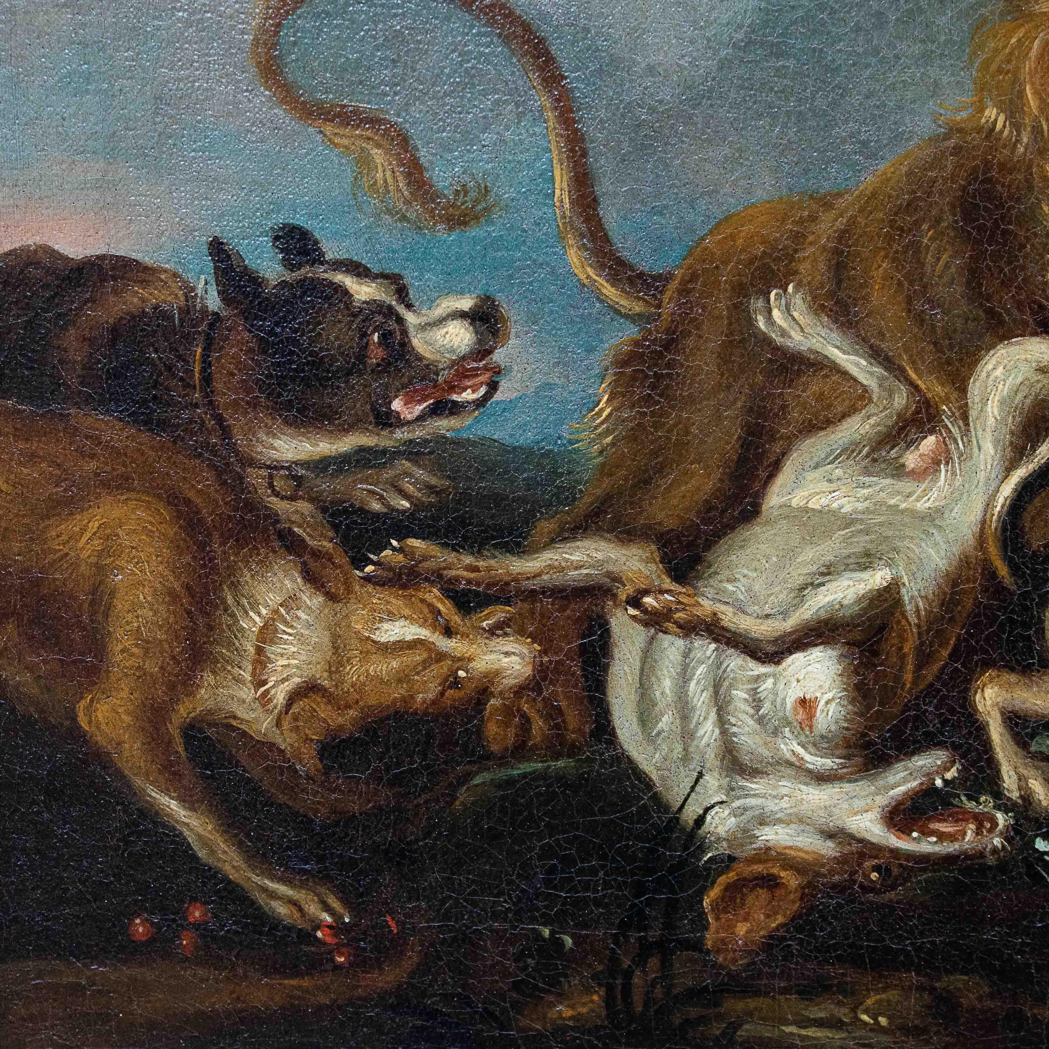18th Century Pair of Paintings with Animals Oil on Canvas by Crivellone 7