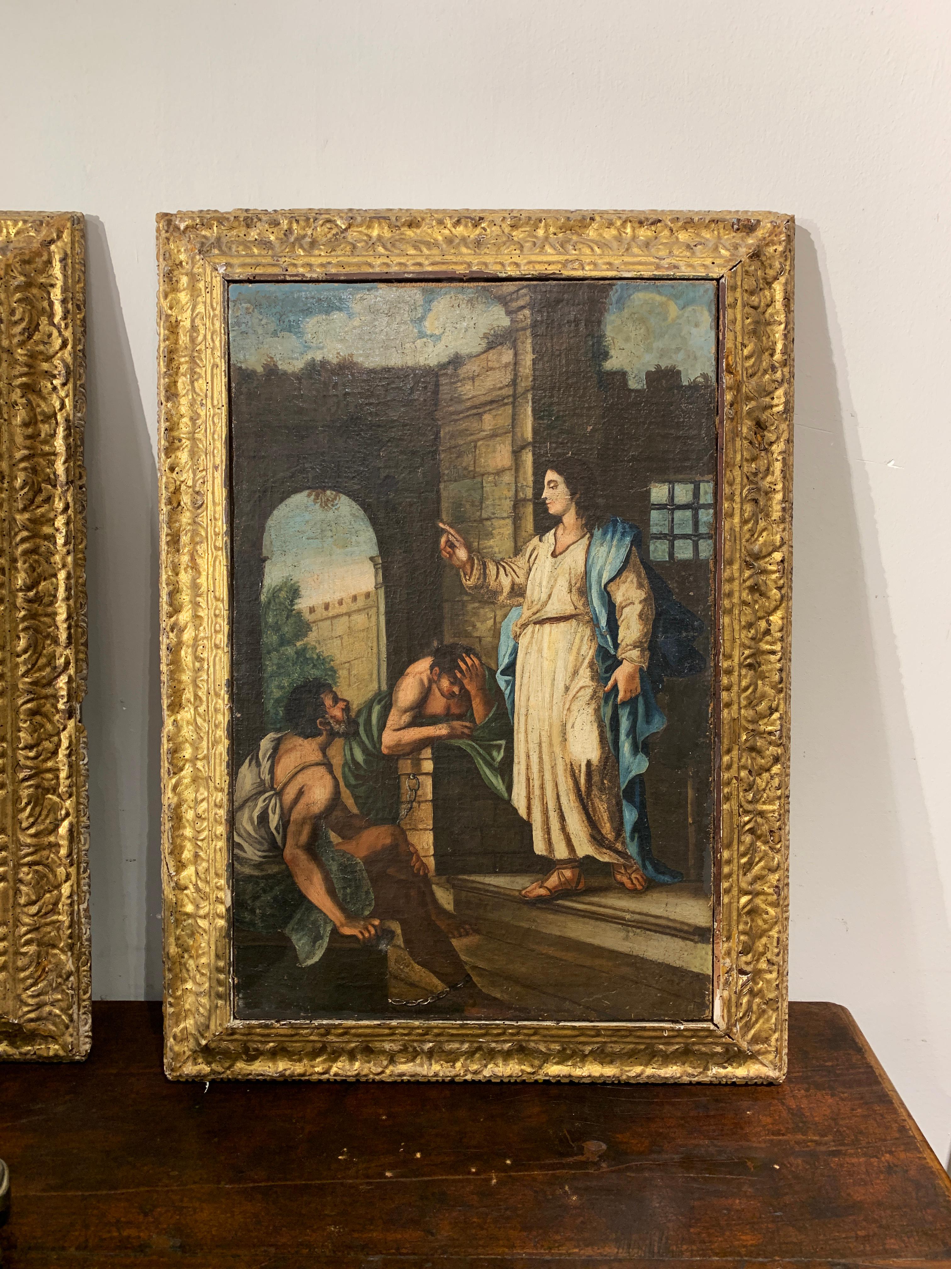 Italian 18th  CENTURY PAIR OF PAINTINGS WITH SCENES FROM THE OLD TESTAMENT