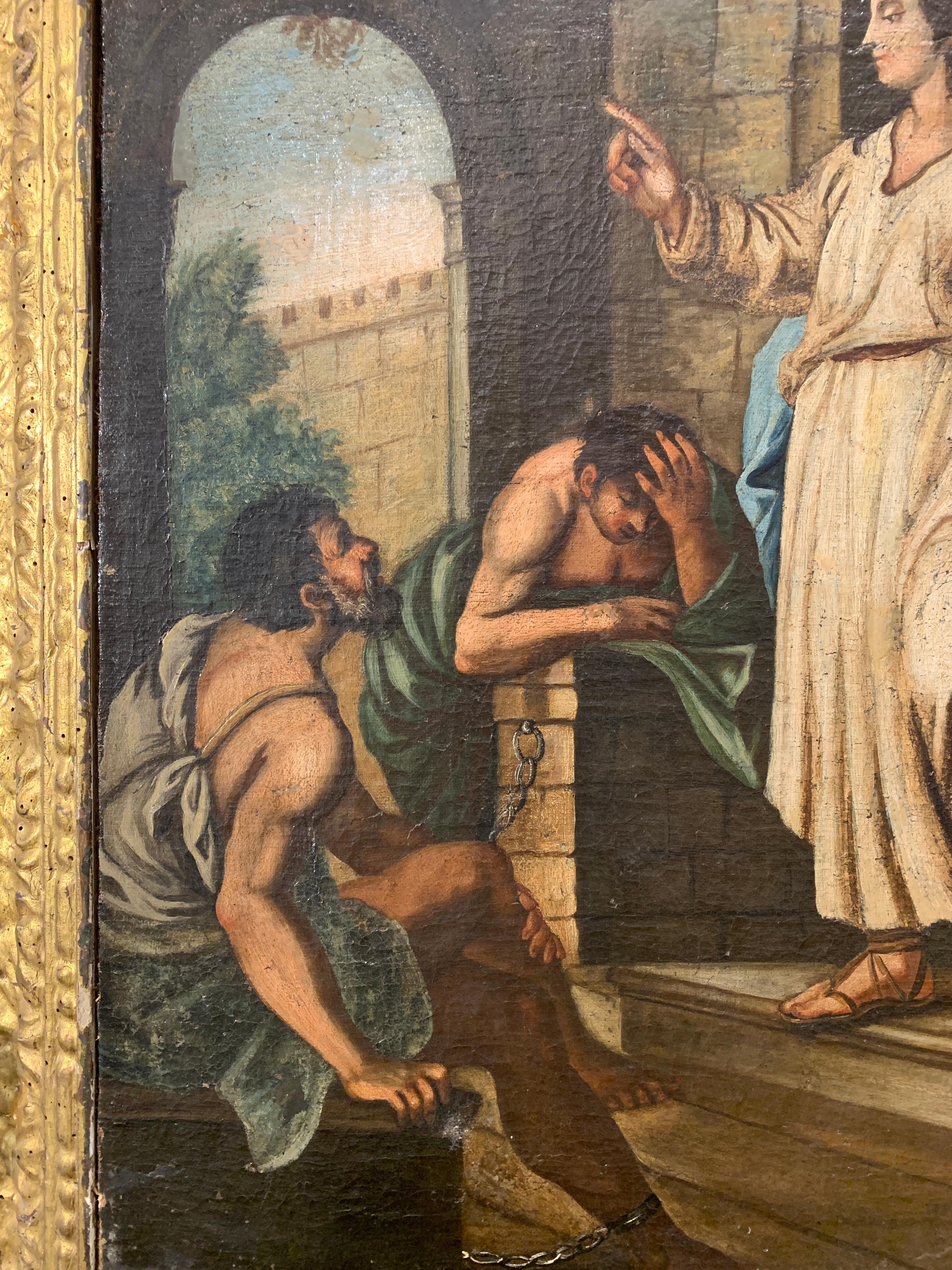 Carved 18th  CENTURY PAIR OF PAINTINGS WITH SCENES FROM THE OLD TESTAMENT