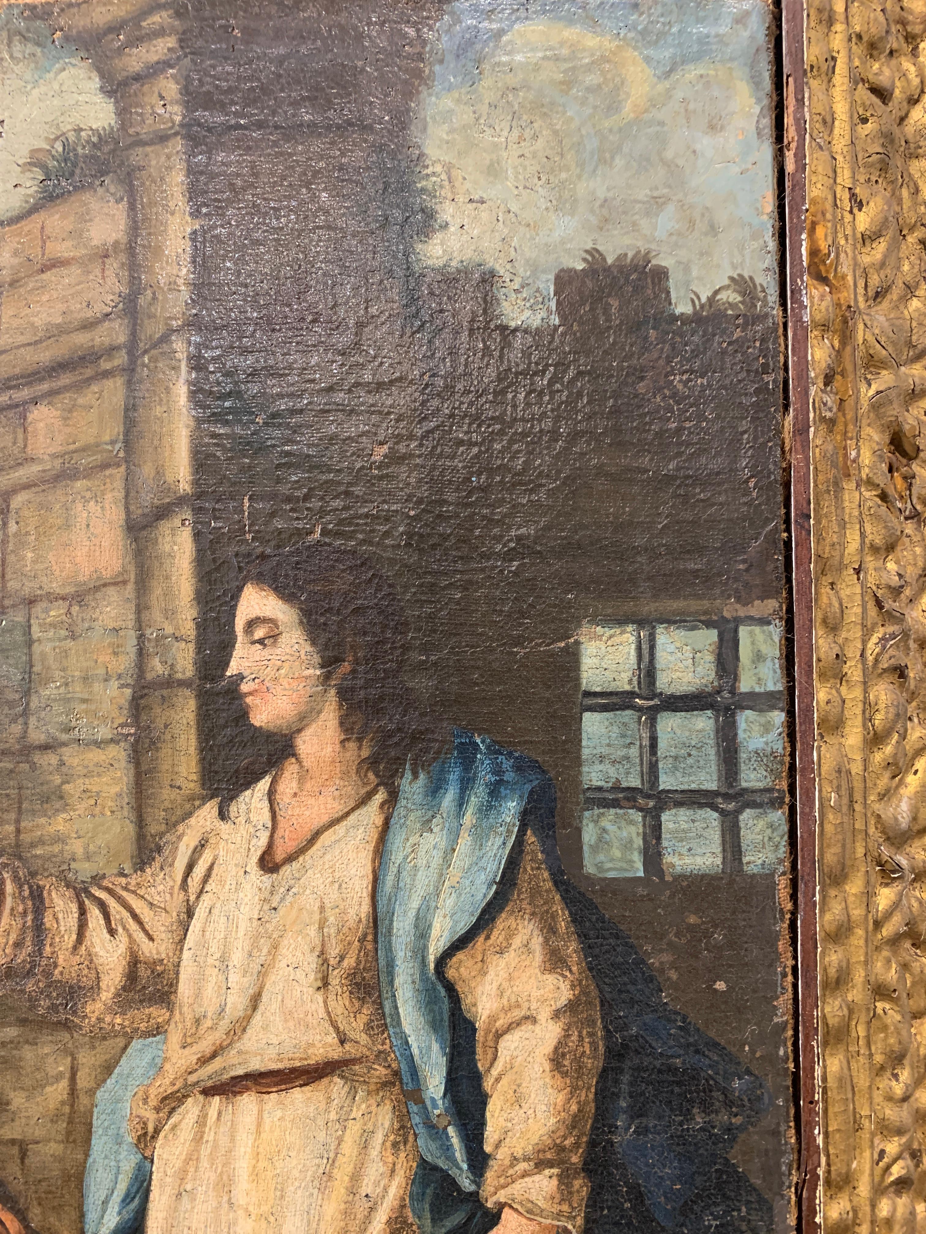 18th  CENTURY PAIR OF PAINTINGS WITH SCENES FROM THE OLD TESTAMENT 1