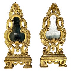 18th Century Pair of Petite Giltwood Mirrors