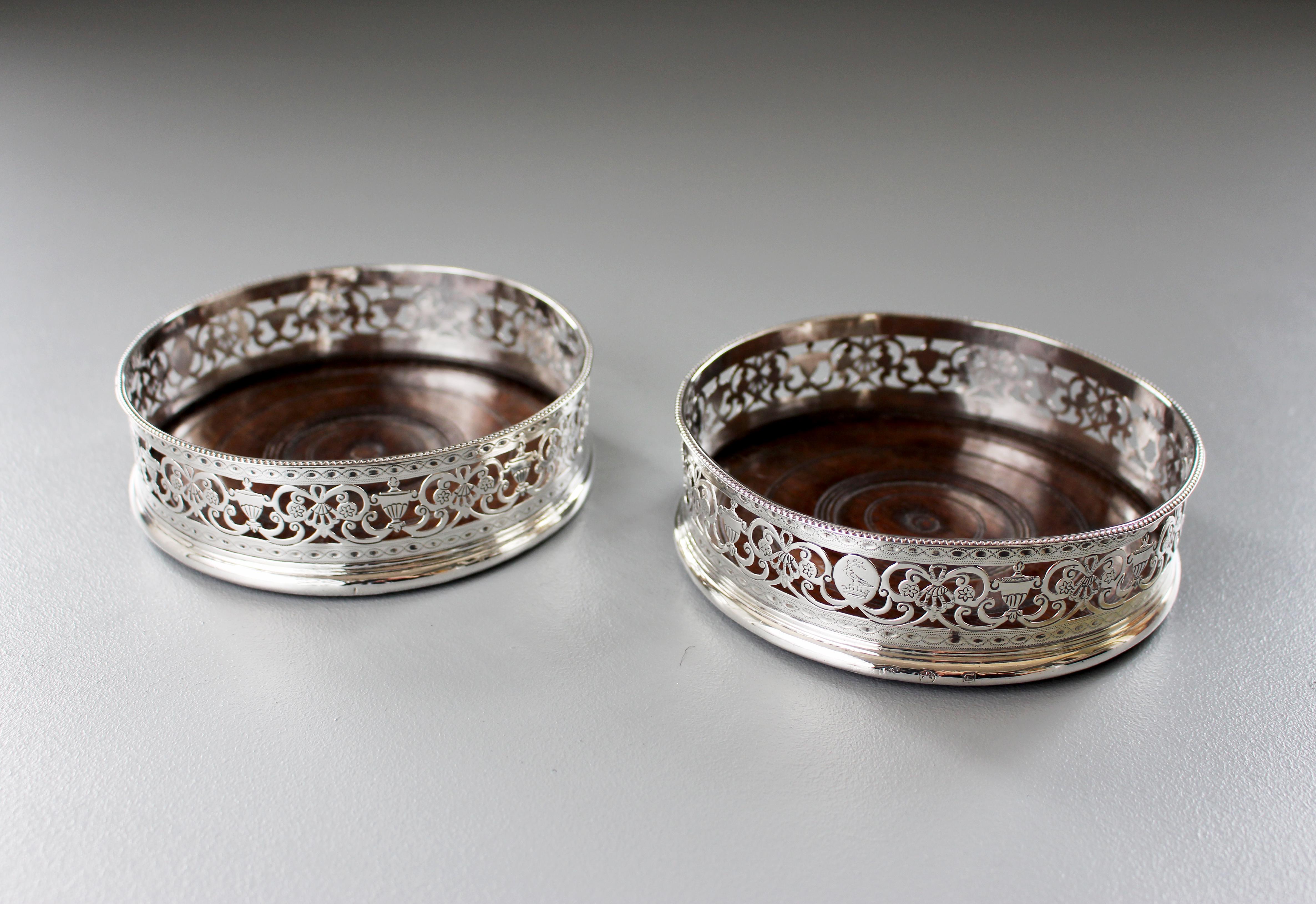 British 18th Century Pair of Silver Bottle Coasters by Richard Morton & Co.