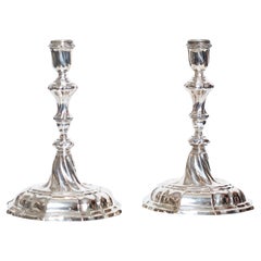 Paire de chandeliers en argent du 18ème siècle Johann Jacob Bauer Rococo