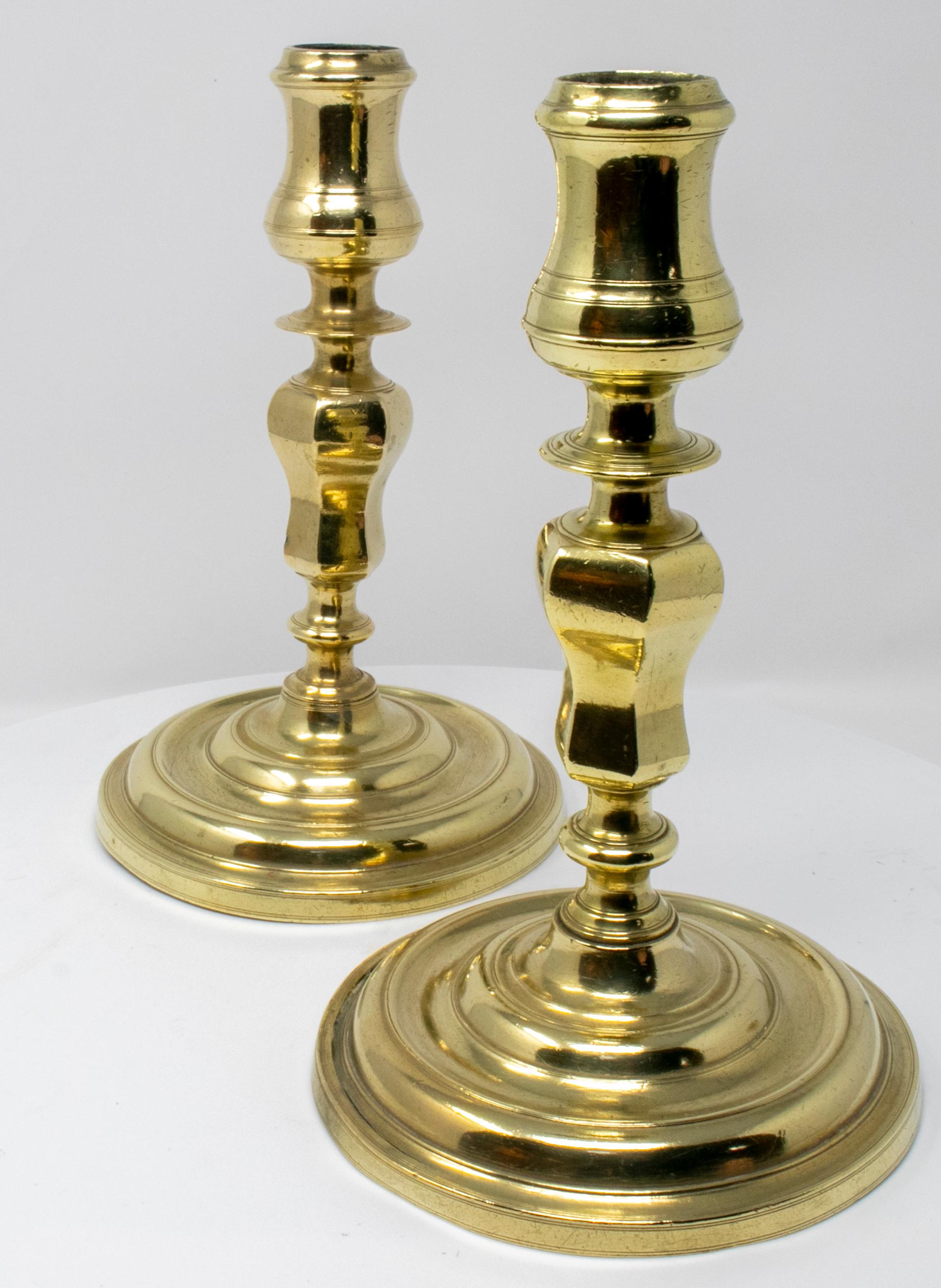 18th century pair of Spanish bronze candlesticks.