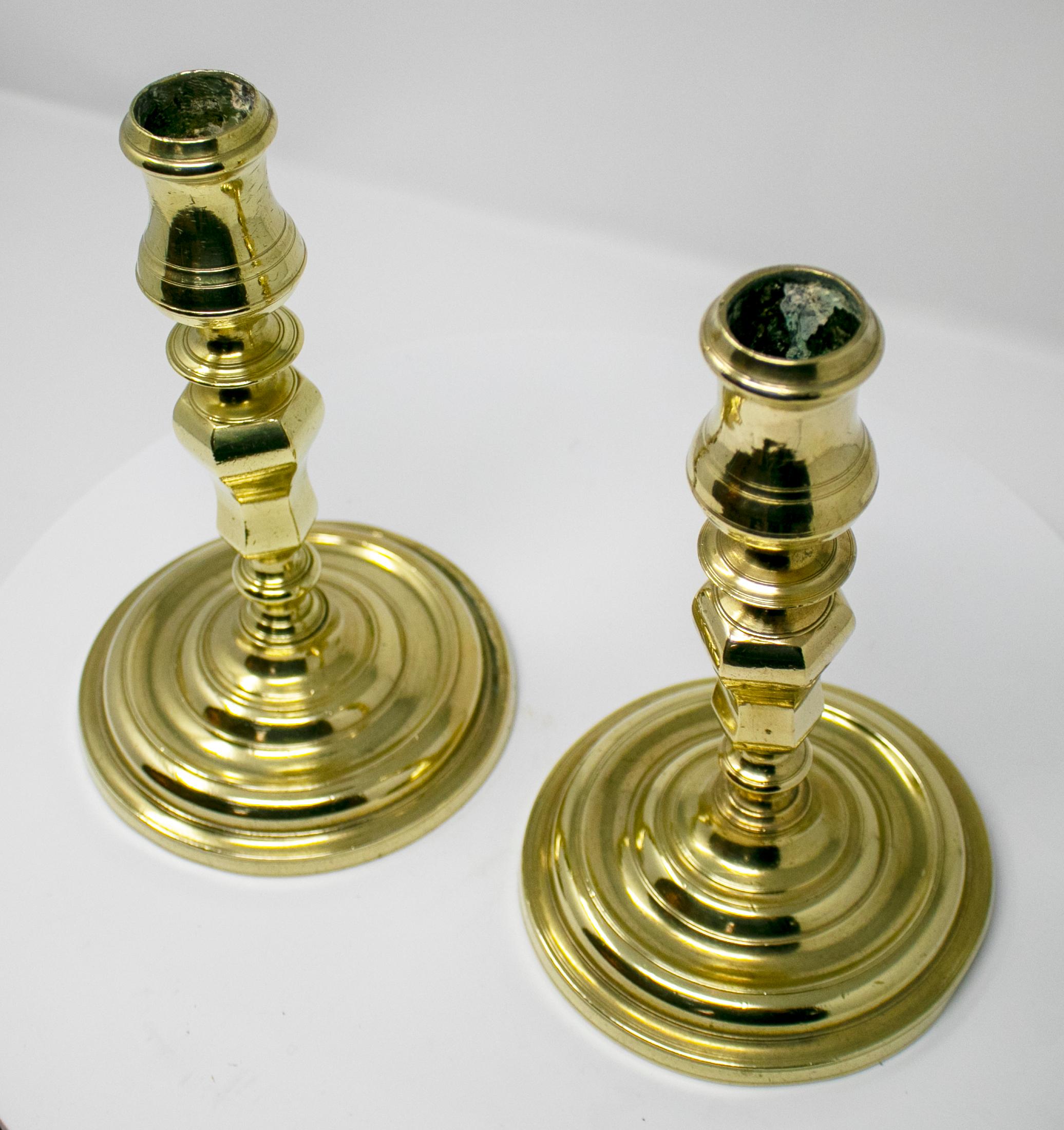 18th Century Pair of Spanish Bronze Candlesticks  For Sale 1