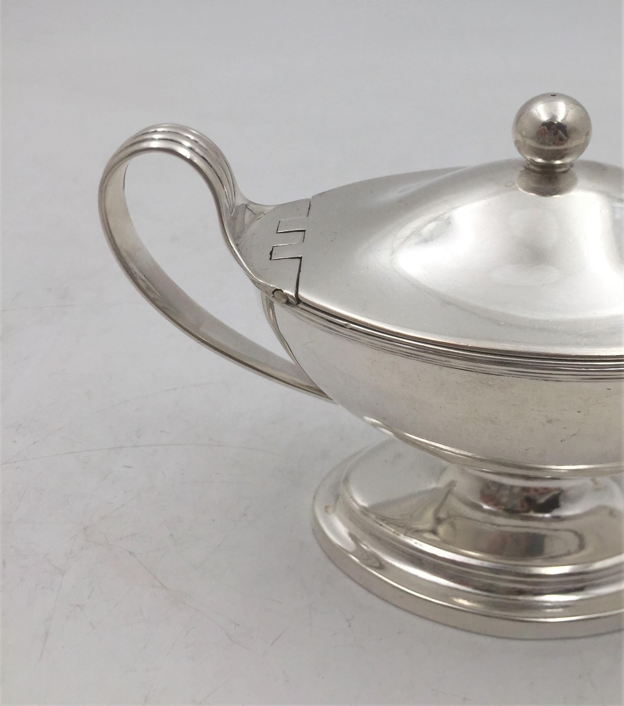 Gilt 18th Century Pair of Sterling Silver Open Salts and Mustard Pot Georgian Style For Sale
