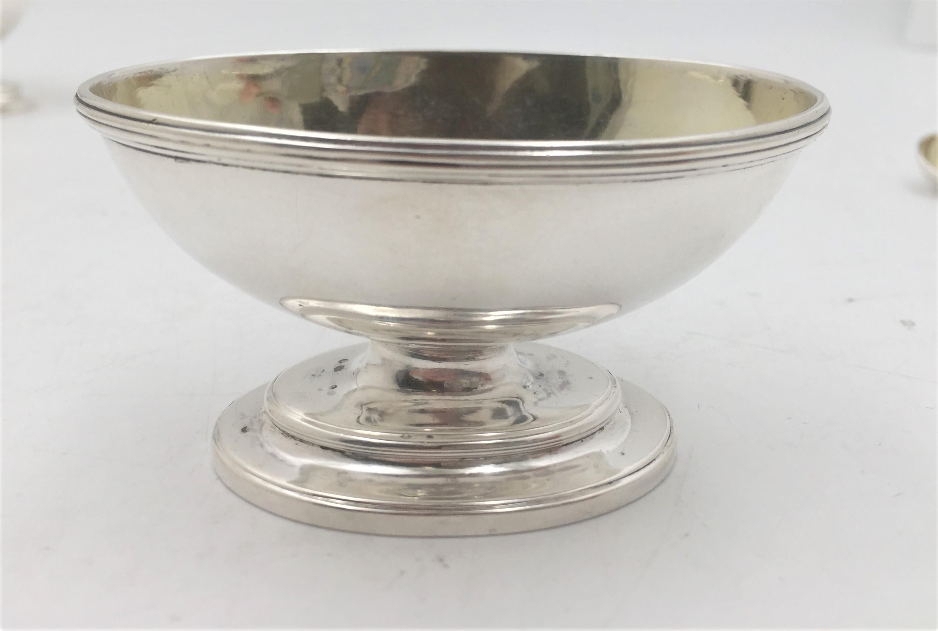 18th Century Pair of Sterling Silver Open Salts and Mustard Pot Georgian Style For Sale 2