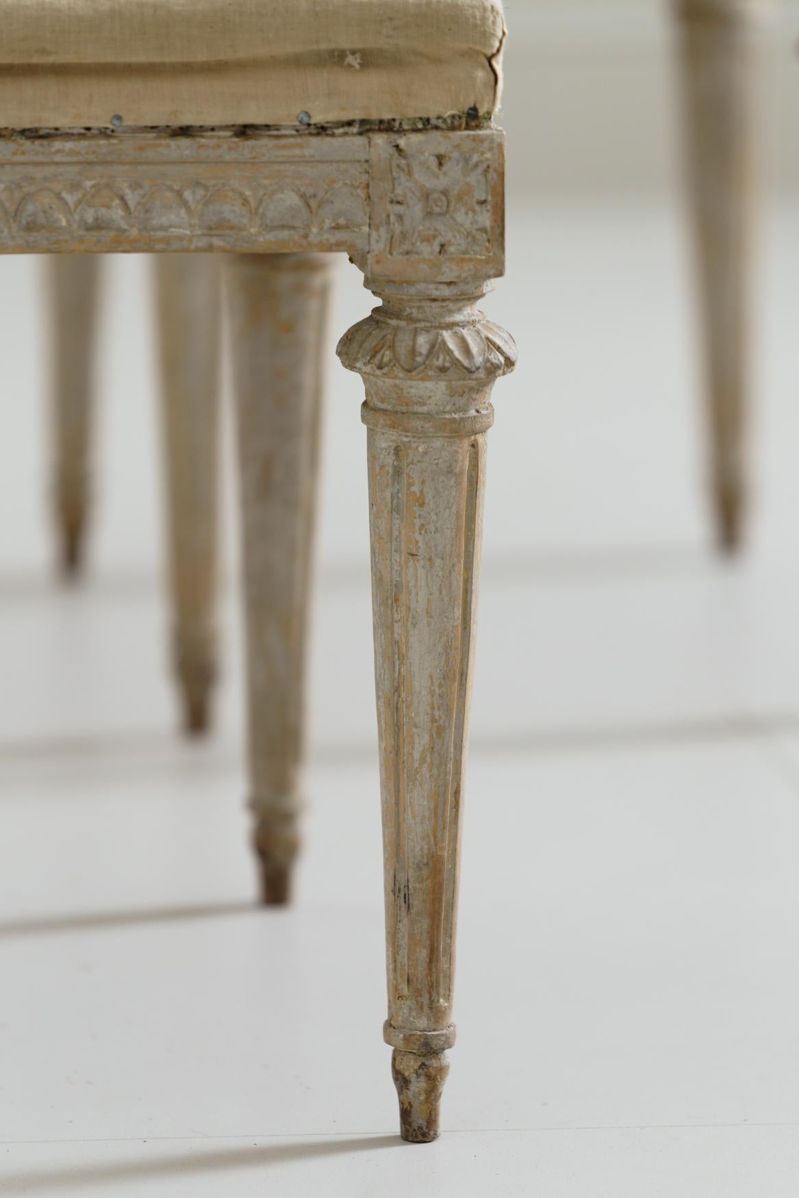 18th Century Pair of Swedish Gustavian Period Foot Stools or Benches 4