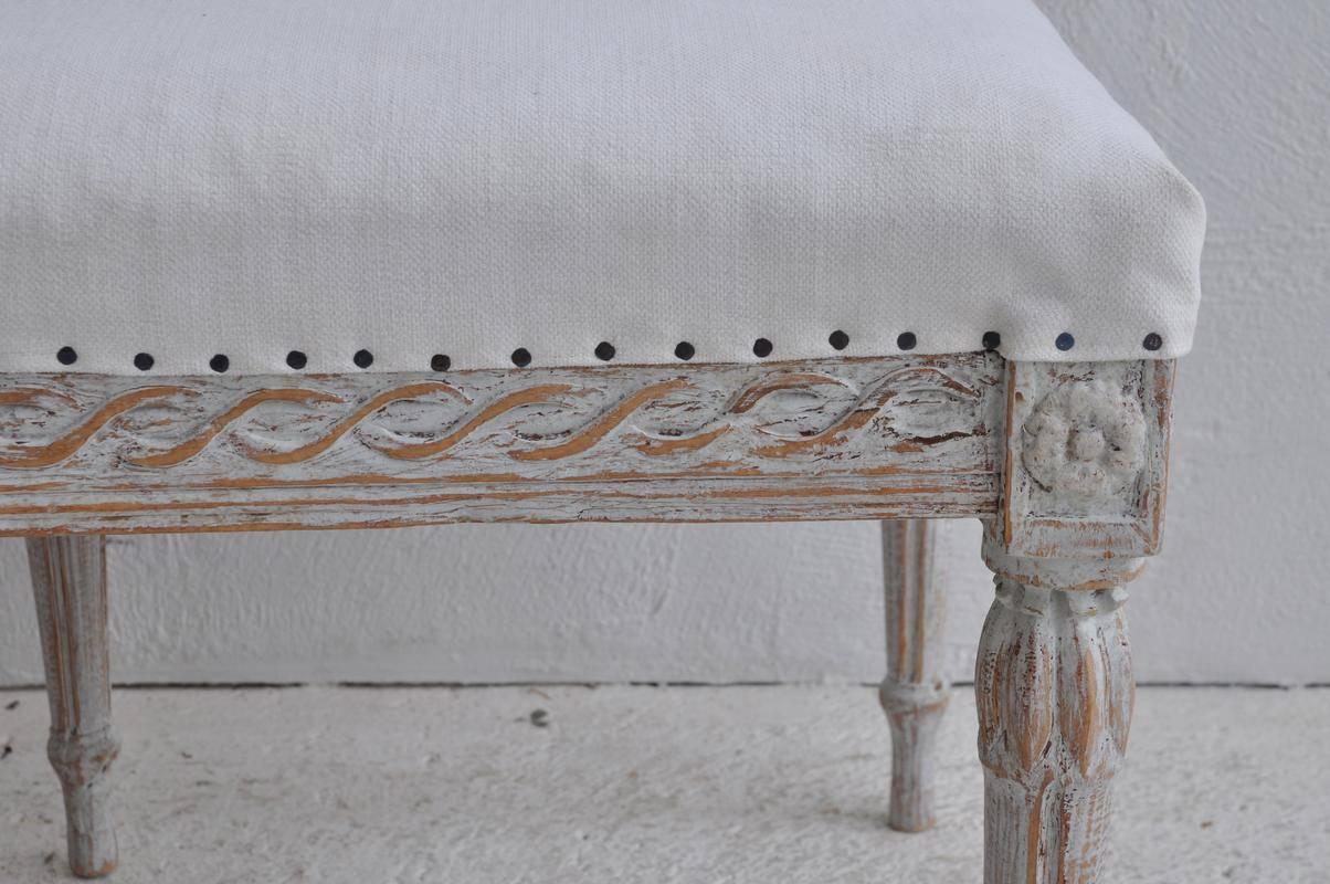 Hand-Carved 18th Century Pair of Swedish Gustavian Period Foot Stools or Benches