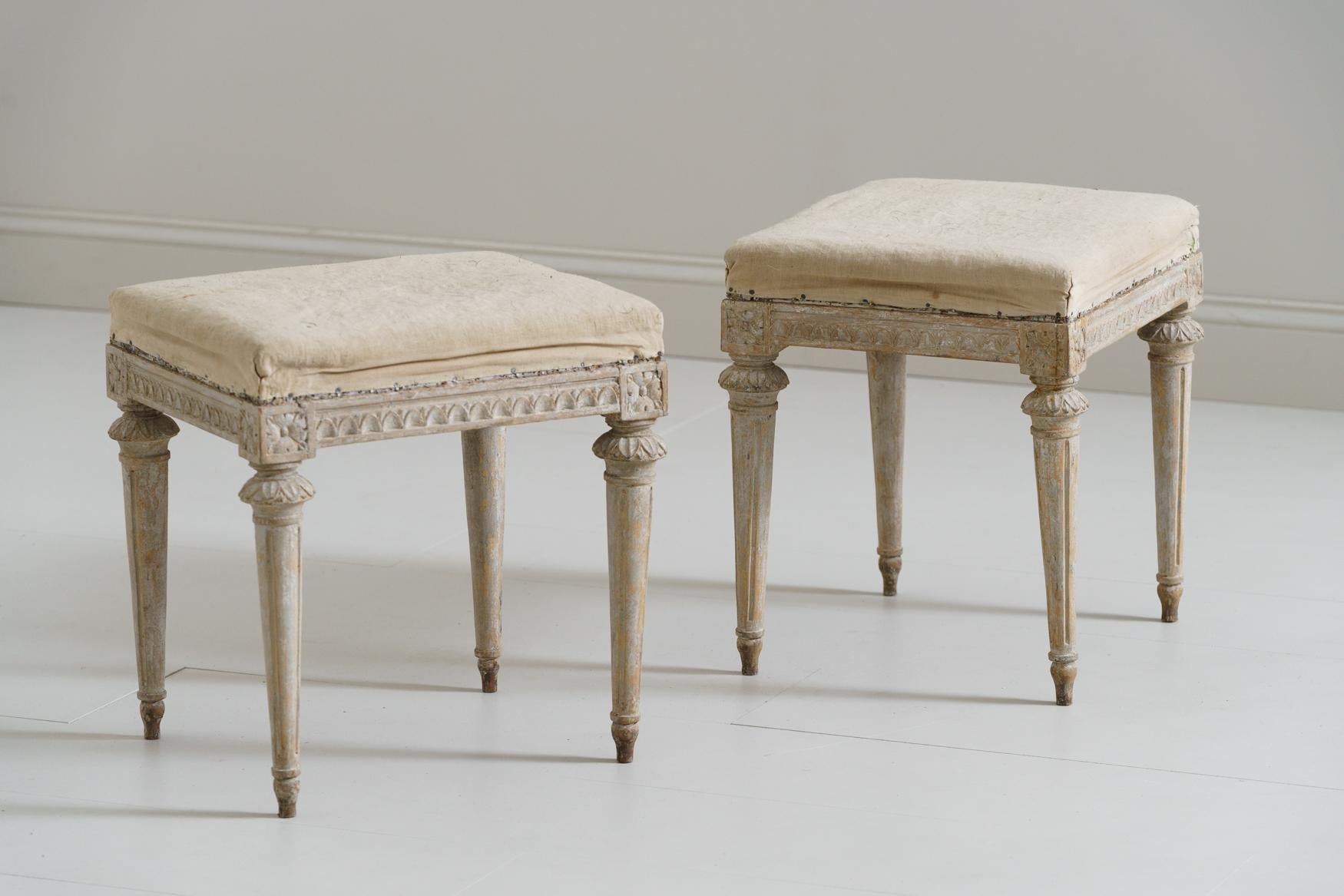18th Century and Earlier 18th Century Pair of Swedish Gustavian Period Foot Stools or Benches