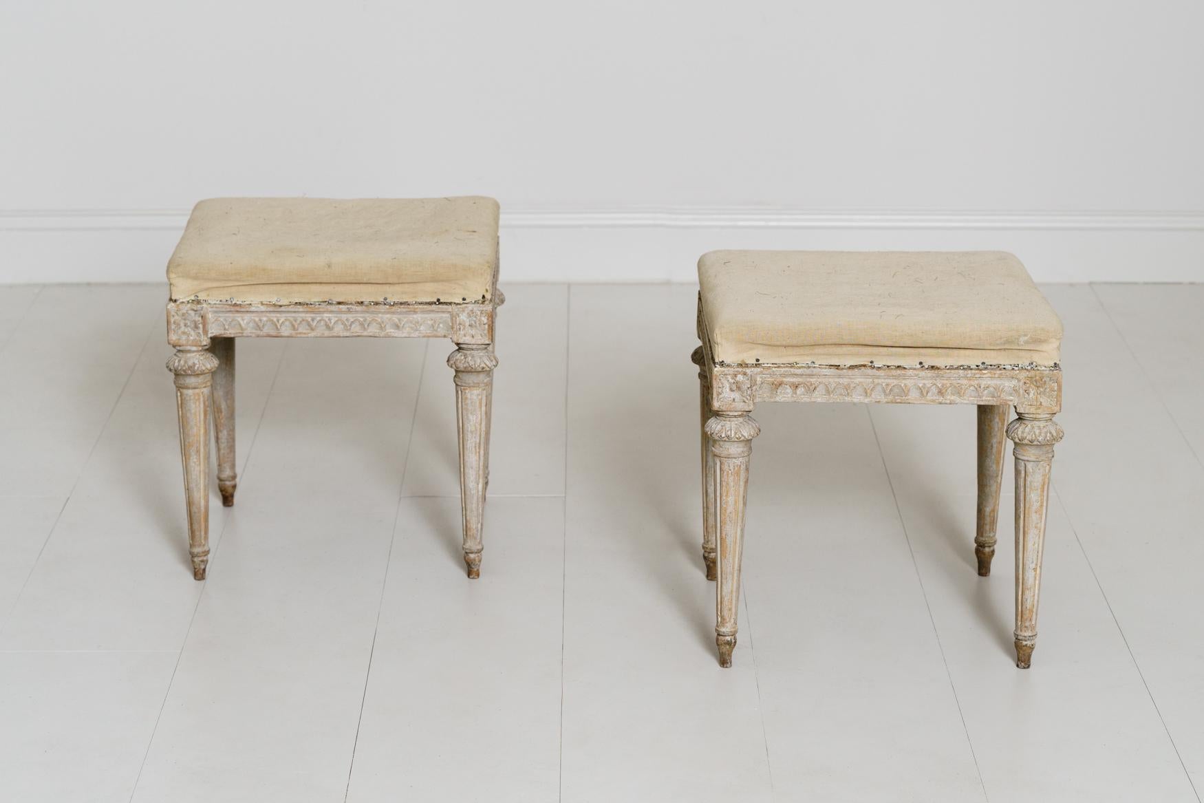Wood 18th Century Pair of Swedish Gustavian Period Foot Stools or Benches